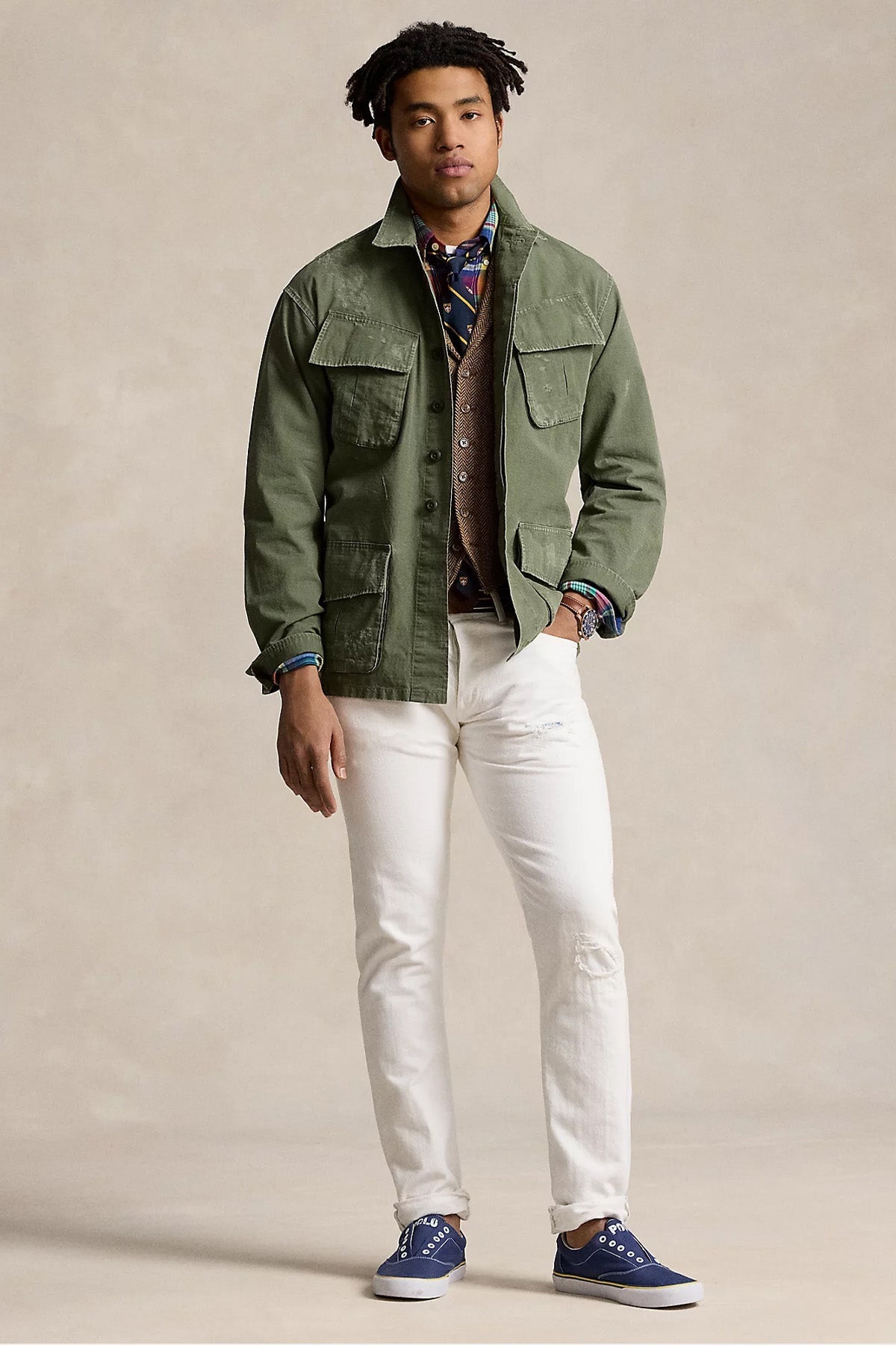 Polo Ralph Lauren Classic Fit Patchwork Desenli Yama Dirsekli Gömlek Ceket-Ceket-Libas