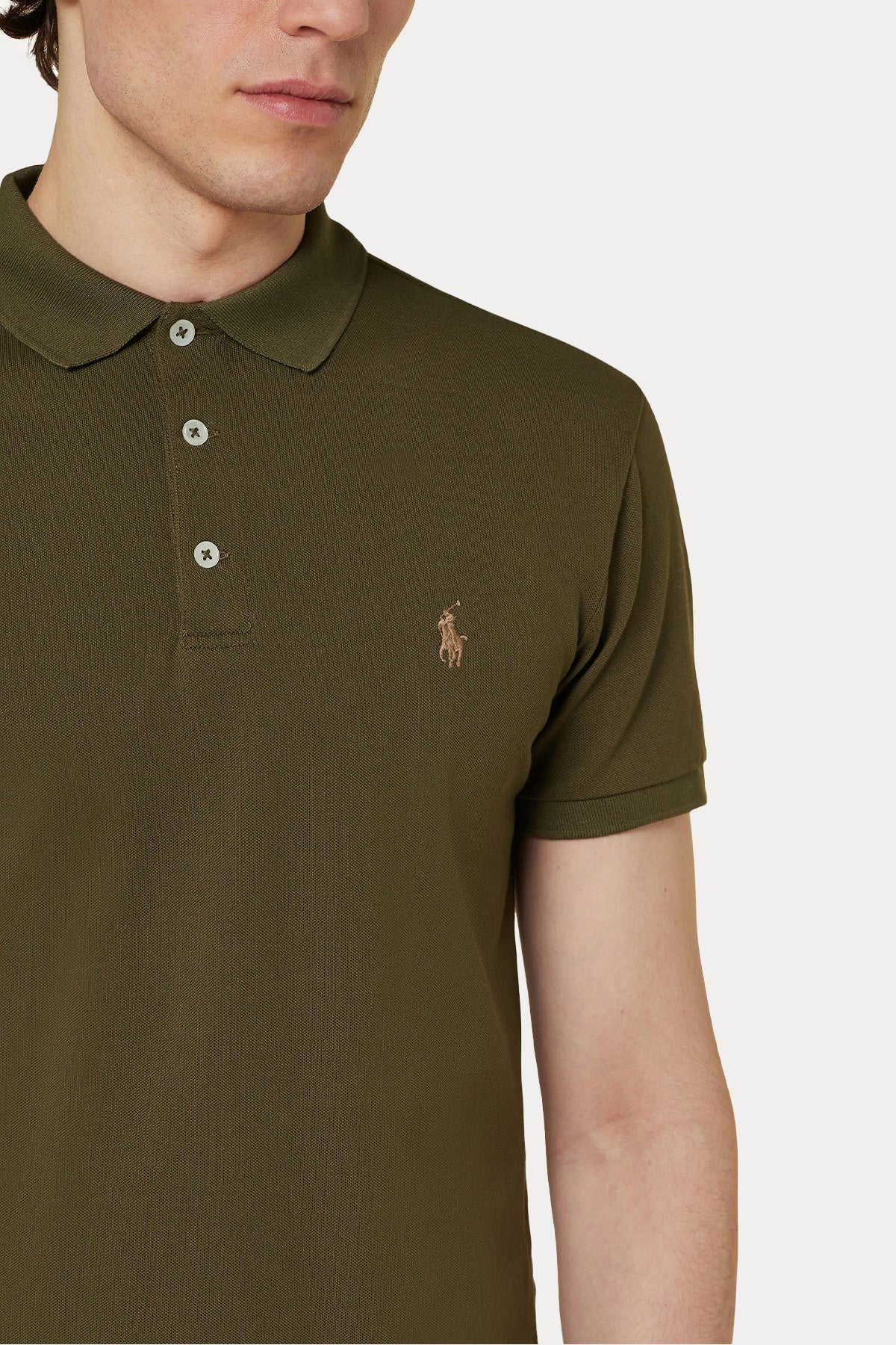 Polo Ralph Lauren Slim Fit Stretch Mesh Polo Yaka T-shirt