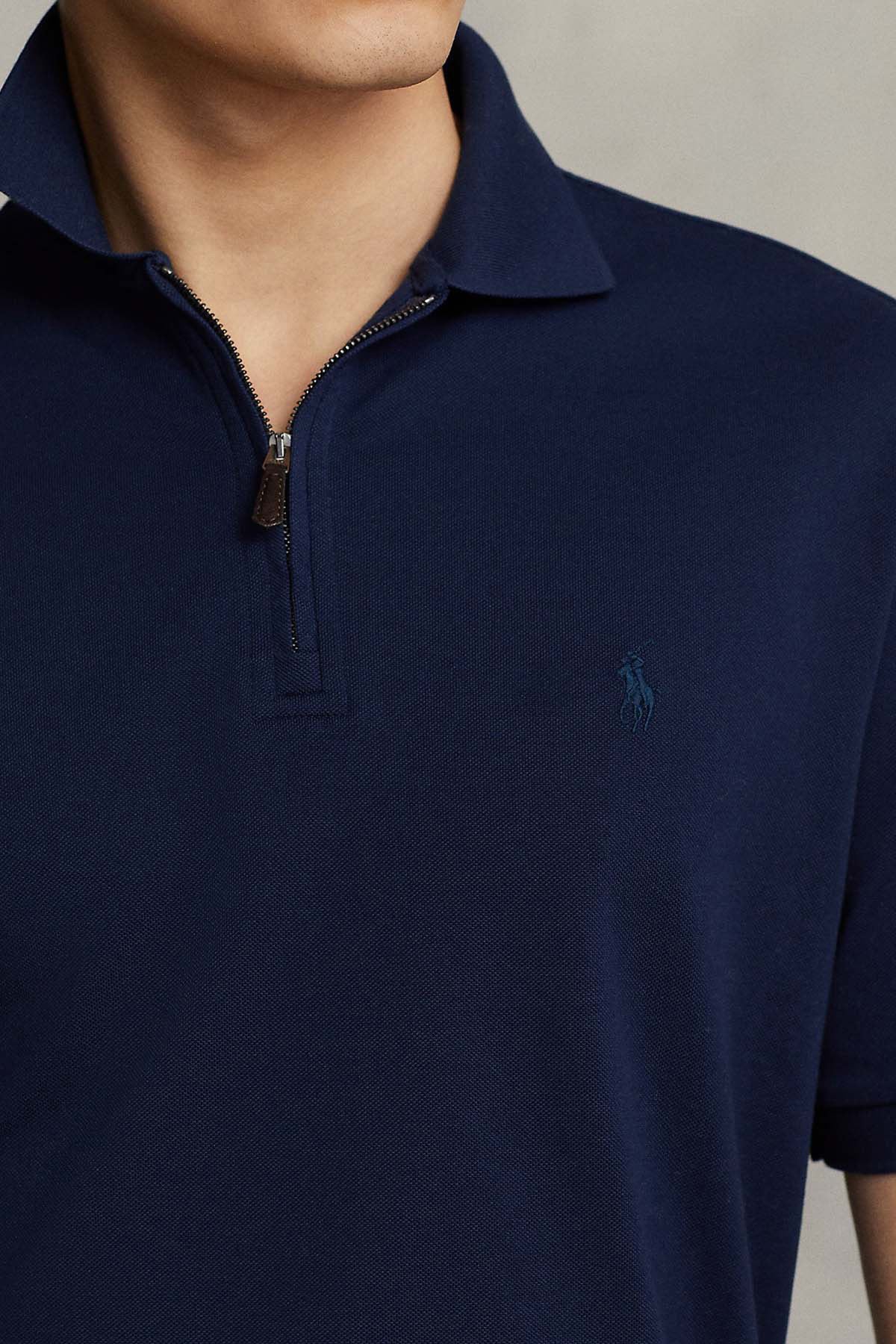 Polo Ralph Lauren Custom Slim Fit Stretch Mesh Fermuarlı Polo Yaka T-shirt-T-shirt-Libas