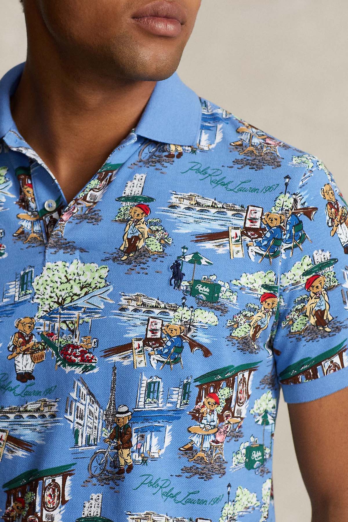 Polo Ralph Lauren Custom Slim Fit Polo Bear Polo Yaka T-shirt-T-shirt-Libas