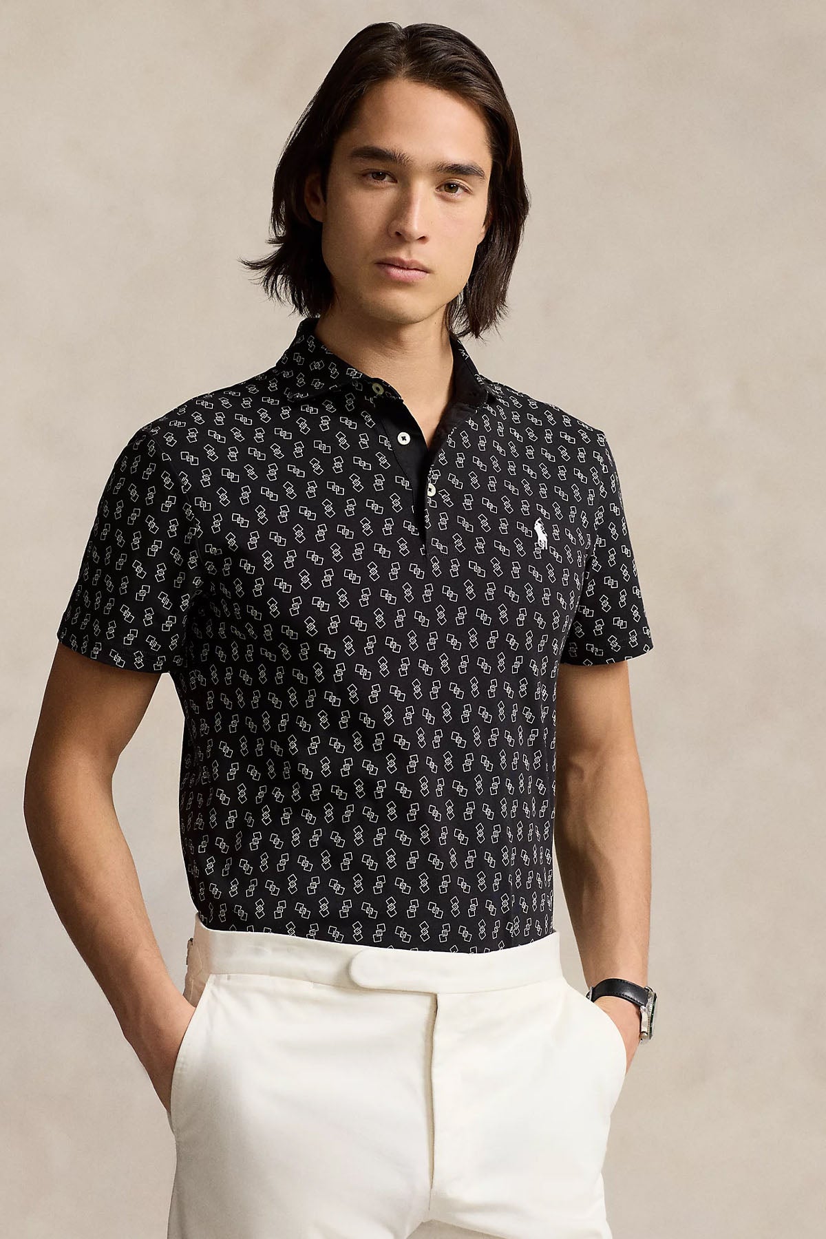 Polo Ralph Lauren Tailored Fit Desenli Polo Yaka T-shirt