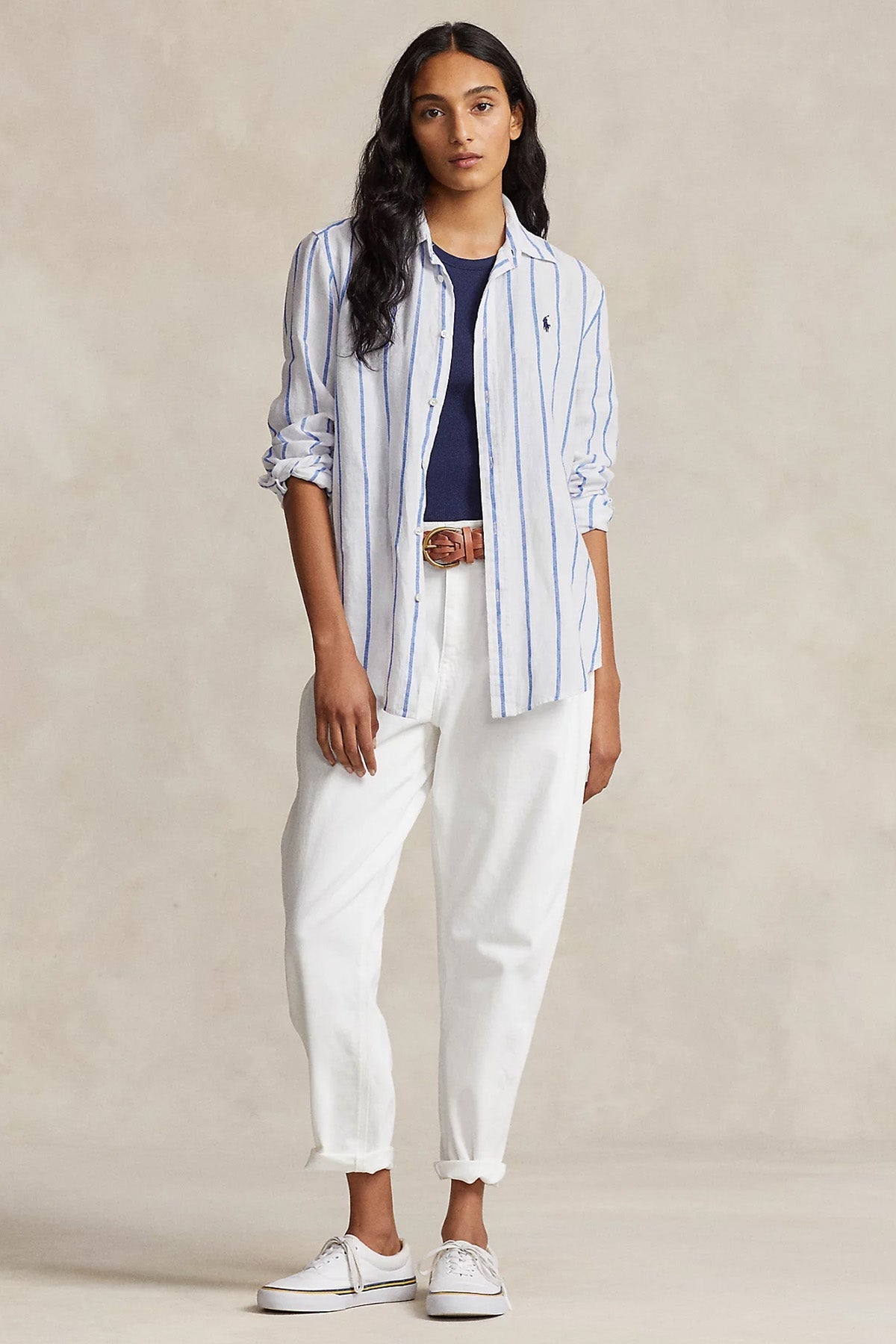 Polo Ralph Lauren Relaxed Fit Çizgili Keten Gömlek