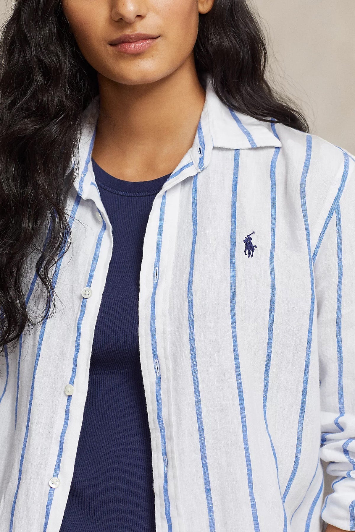 Polo Ralph Lauren Relaxed Fit Çizgili Keten Gömlek