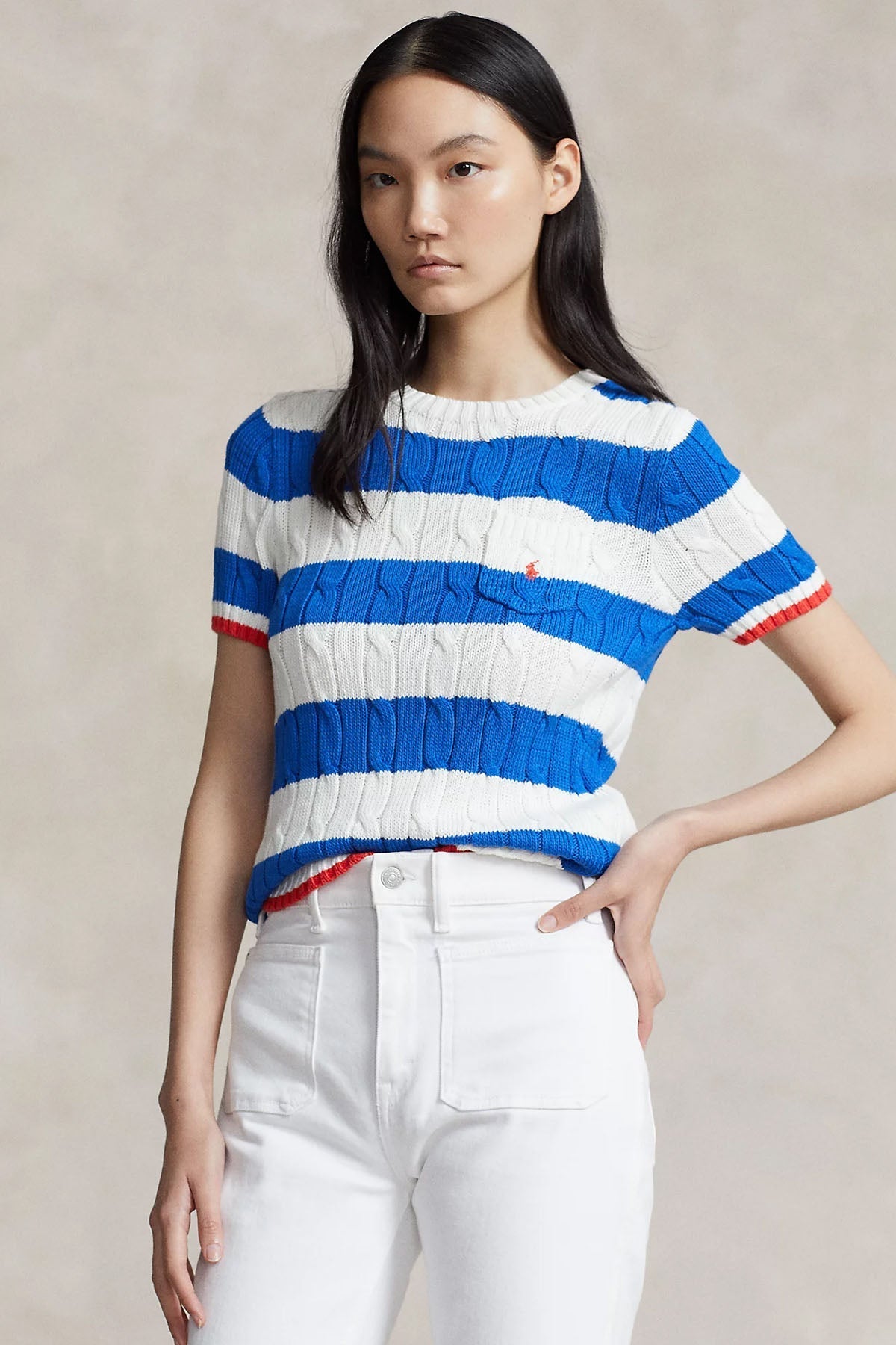 Polo Ralph Lauren Slim Fit Pima Cotton Saç Örgü Cep Detaylı Triko