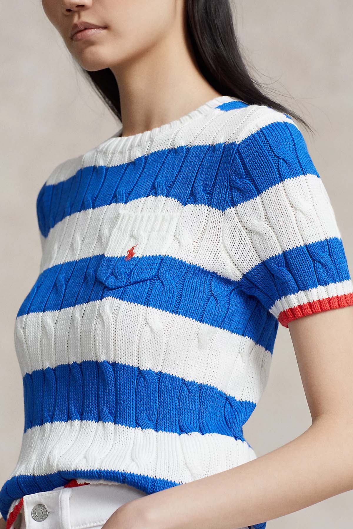 Polo Ralph Lauren Slim Fit Pima Cotton Saç Örgü Cep Detaylı Triko-Triko-Libas