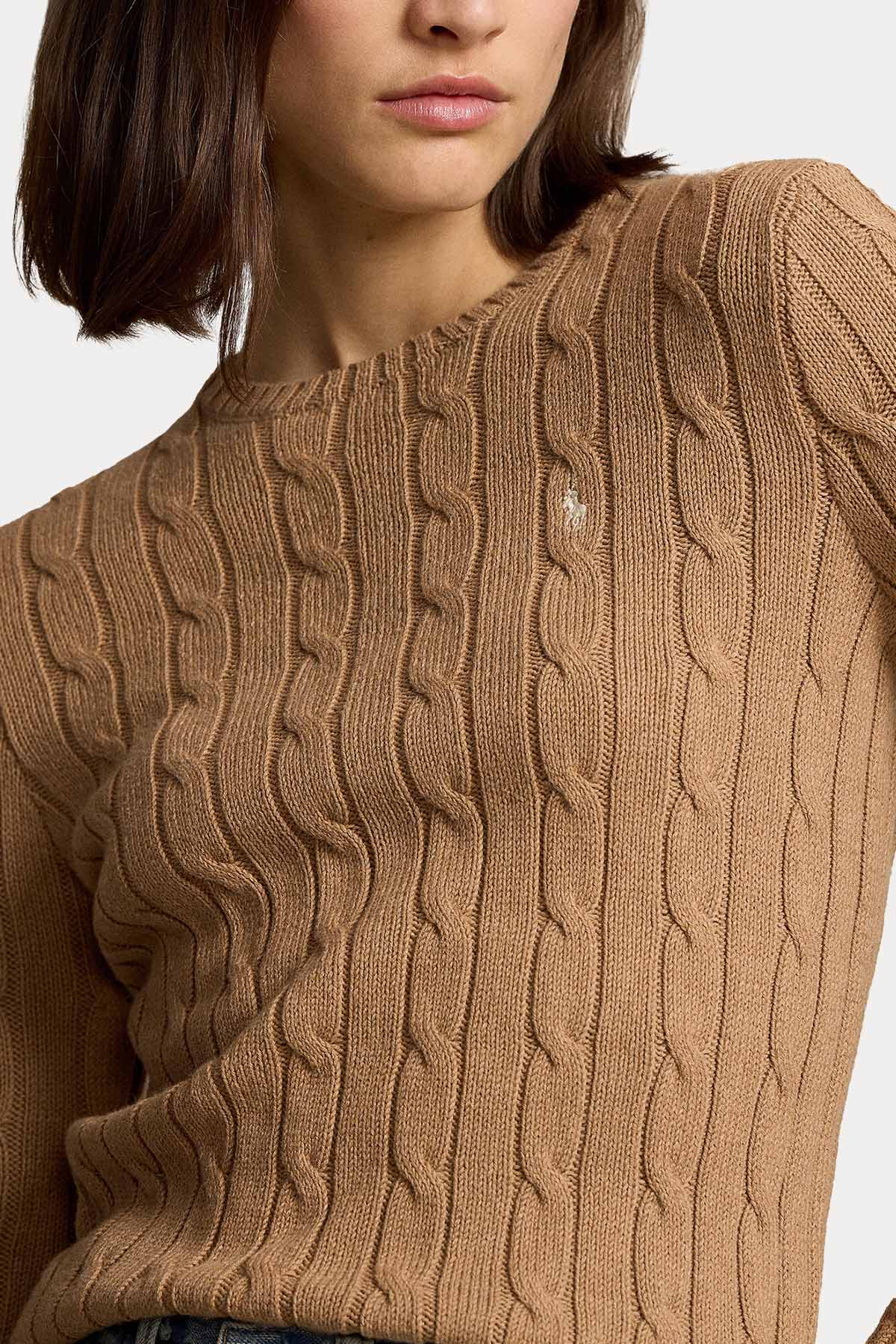 Polo Ralph Lauren Slim Fit Pima Cotton Yuvarlak Yaka Saç Örgü Triko