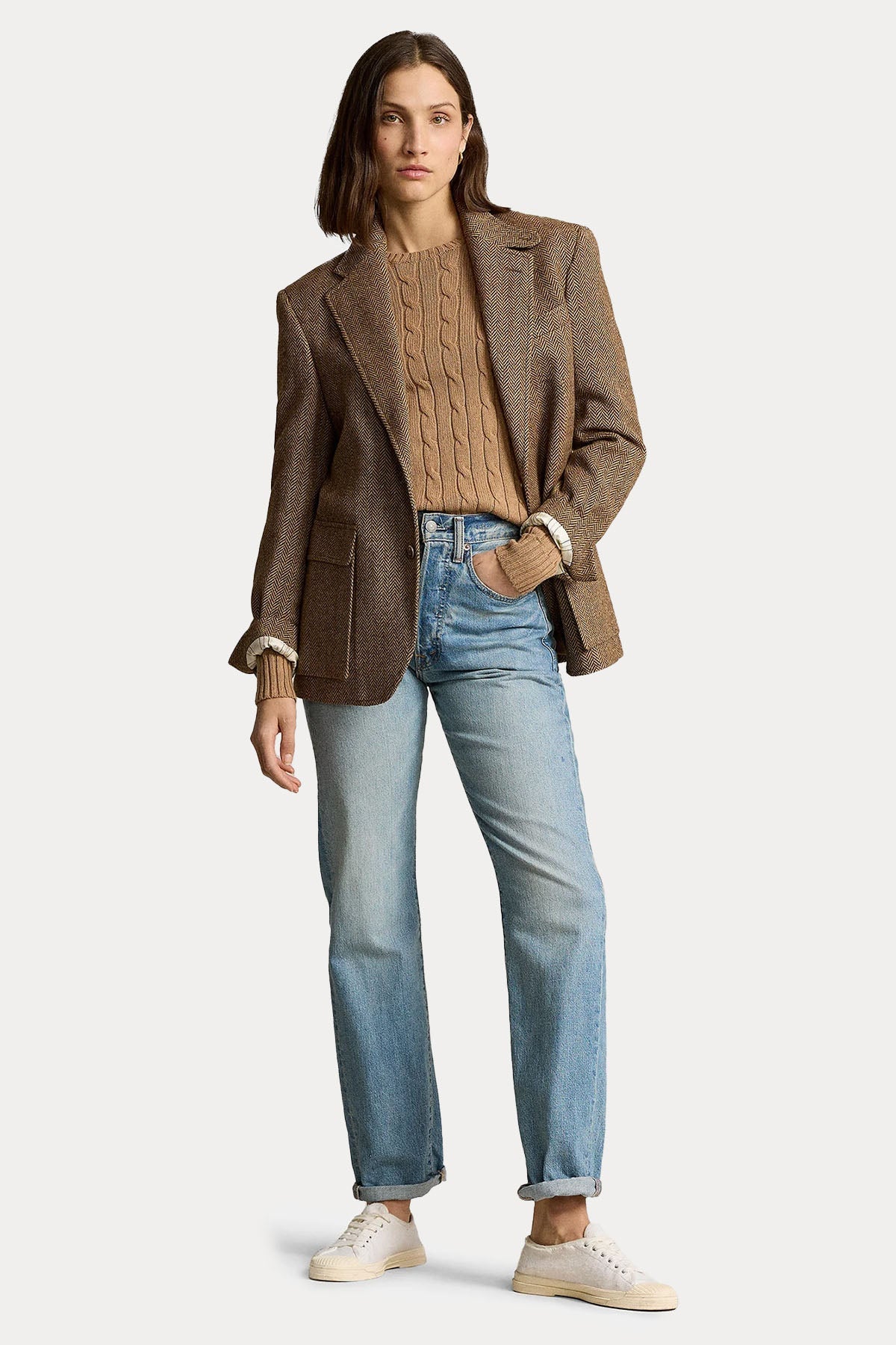 Polo Ralph Lauren Slim Fit Pima Cotton Yuvarlak Yaka Saç Örgü Triko