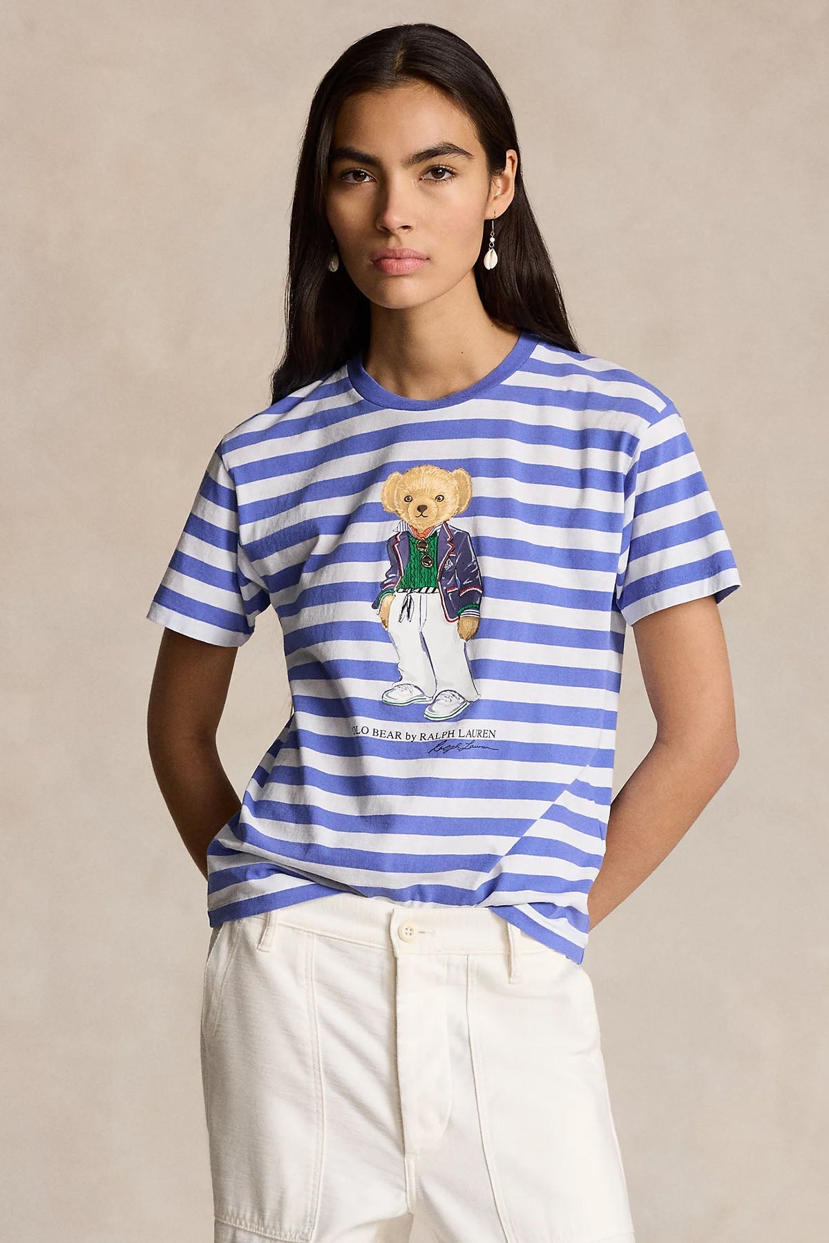 Polo Ralph Lauren Straight Fit Çizgili Yuvarlak Yaka Polo Bear T-shirt-T-shirt-Libas