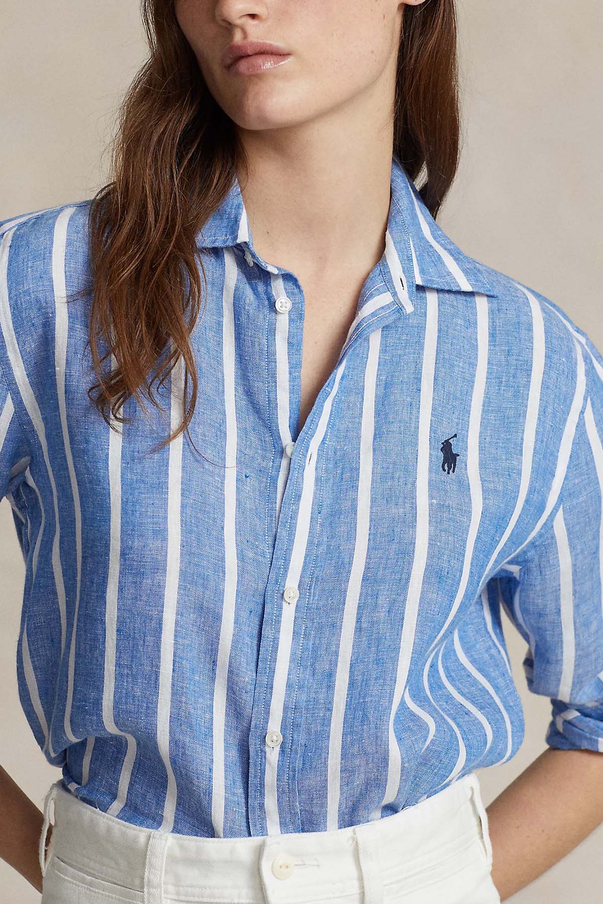 Polo Ralph Lauren Relaxed Fit Çizgili Keten Gömlek