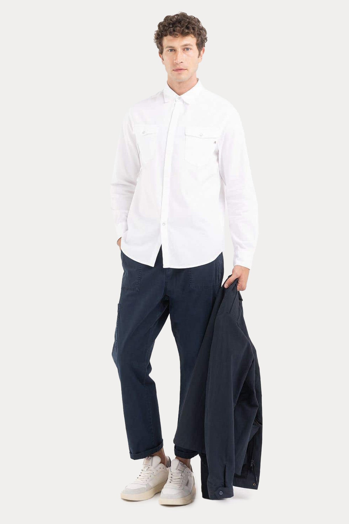 Replay Klasik Yaka Cep Detaylı Denim Gömlek