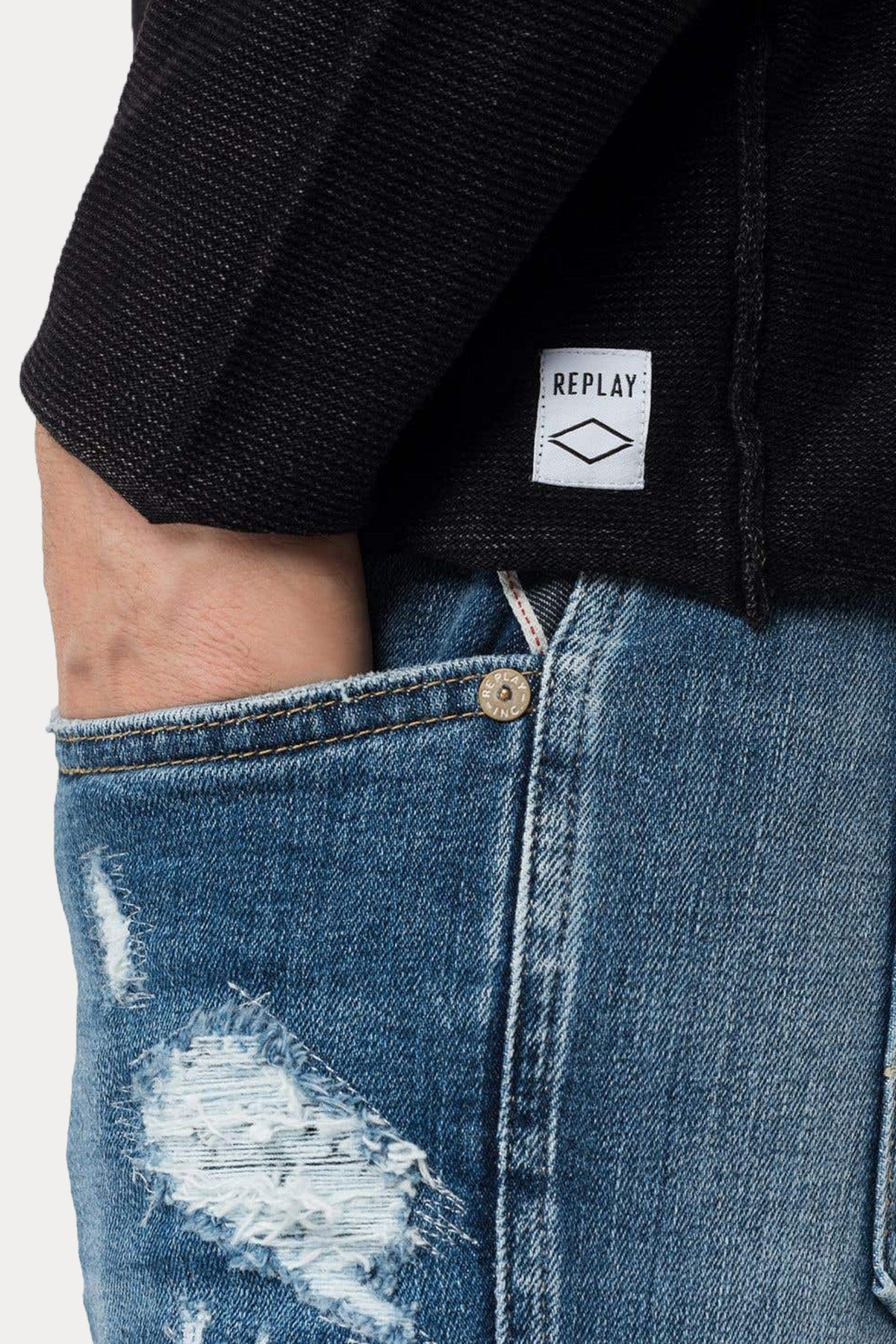 Replay Yuvarlak Yaka Örgü Triko