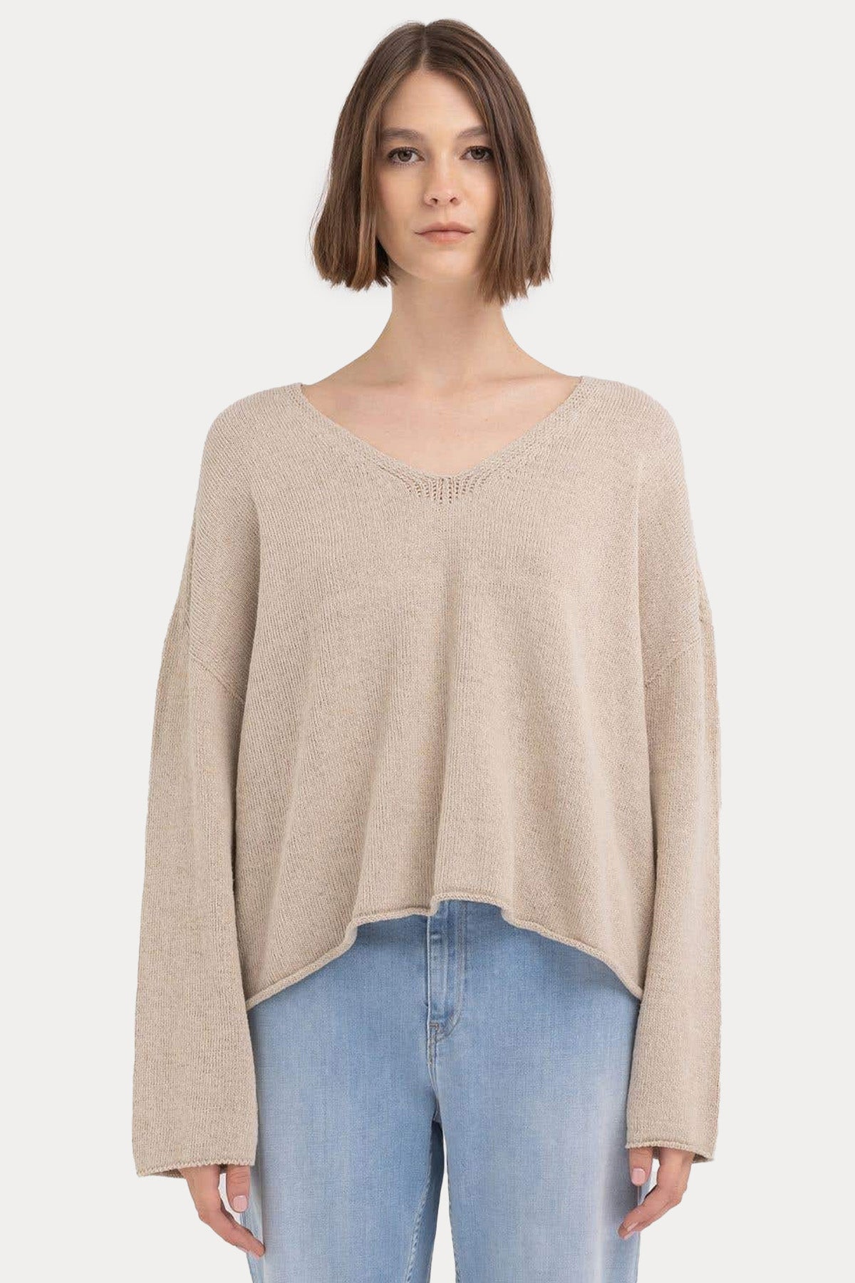 Replay V Yaka Geniş Kesim Örgü Triko