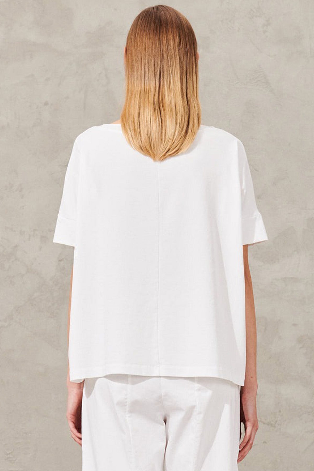 Transit Geniş Kesim Kayık Yaka Streç T-shirt