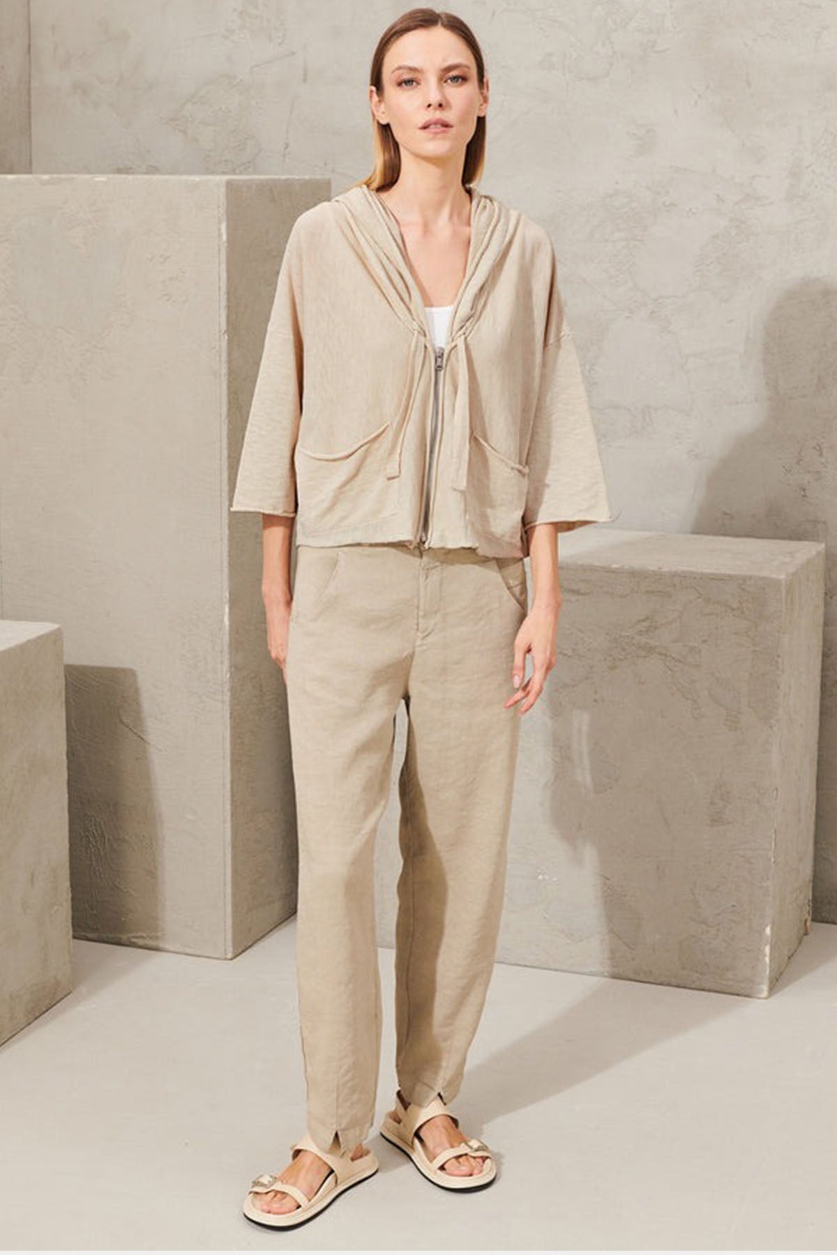 Transit Cep Detaylı Kapüşonlu Ceket