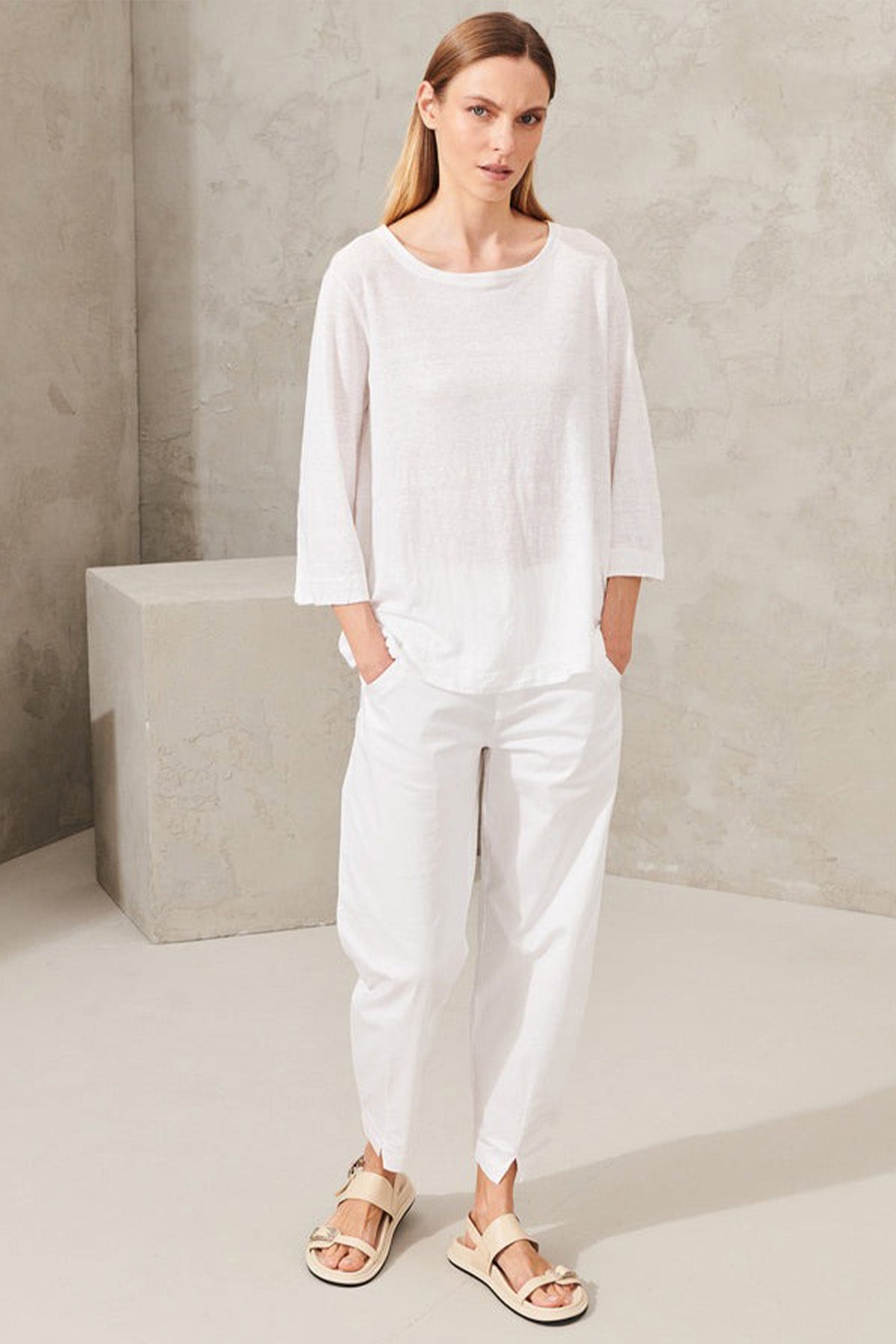 Transit Geniş Kesim Keten T-shirt