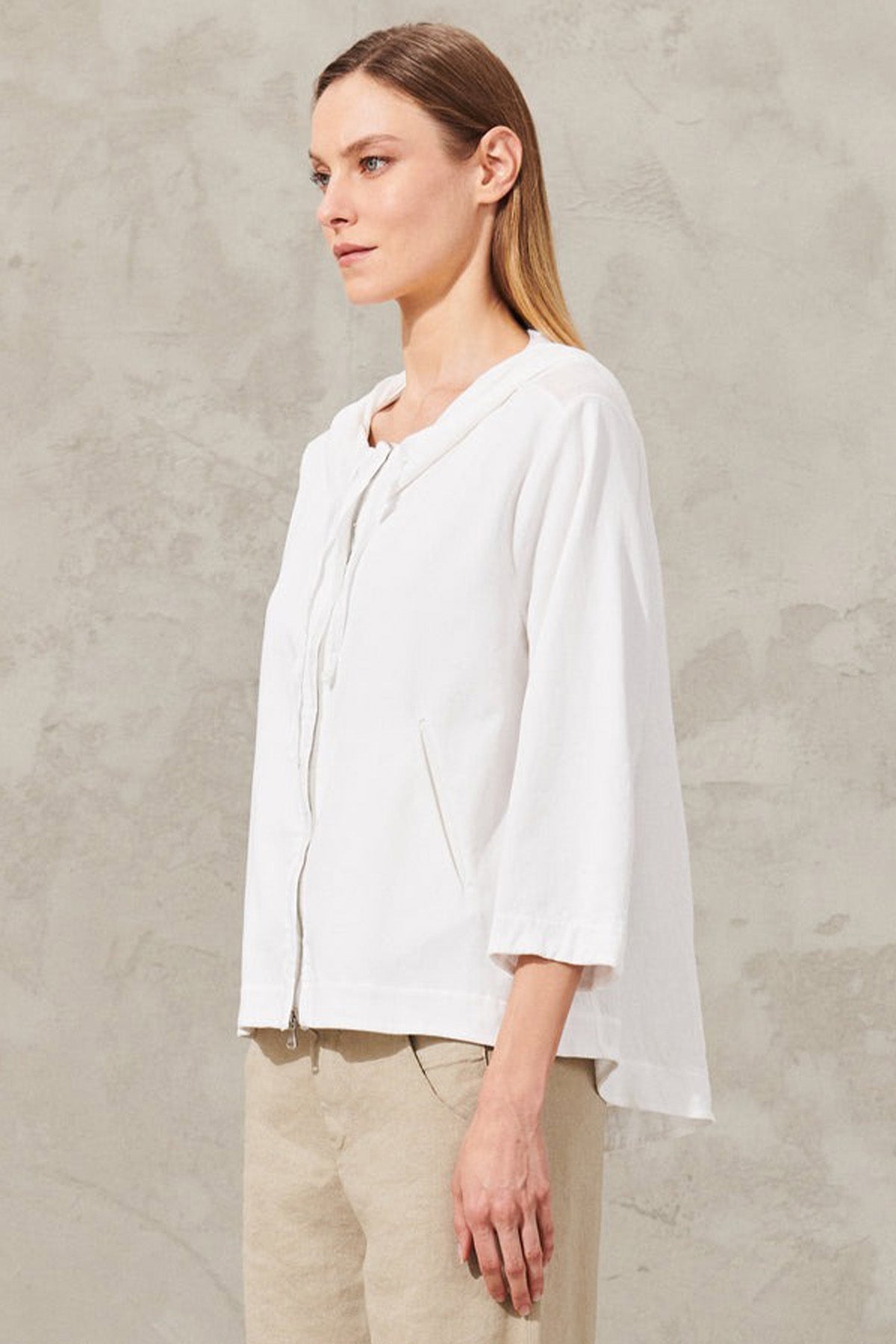 Transit Kapüşonlu Pamuklu Keten Ceket