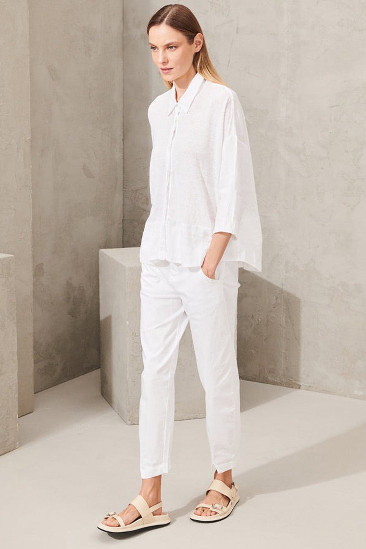 Transit Geniş Kesim Keten Gömlek