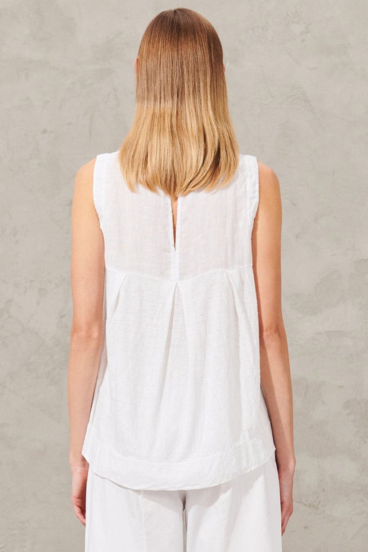 Transit Yuvarlak Yaka Keten Bluz