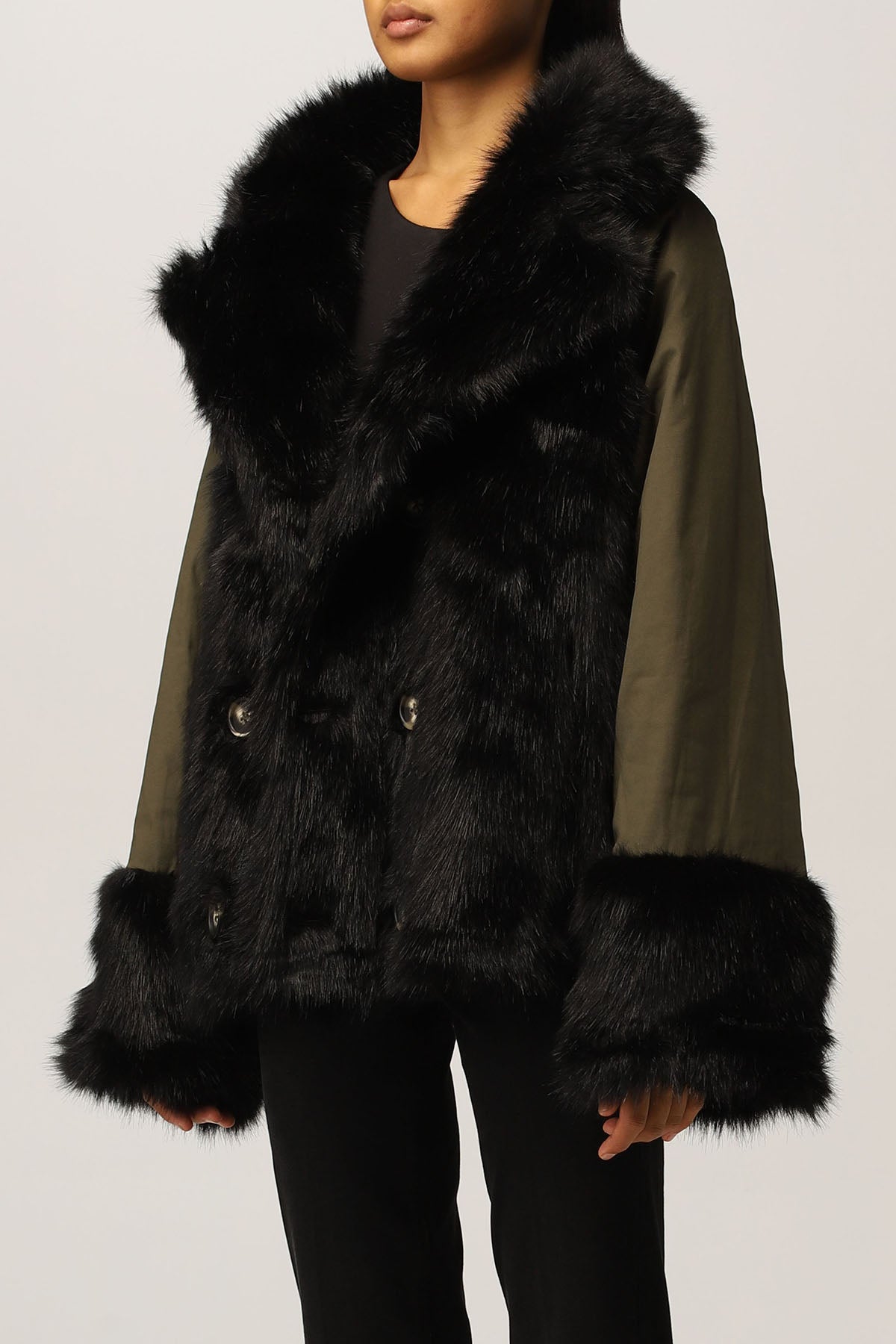 Liu Jo Kürk Detaylı Çift Taraflı Kruvaze Kaban-Libas Trendy Fashion Store