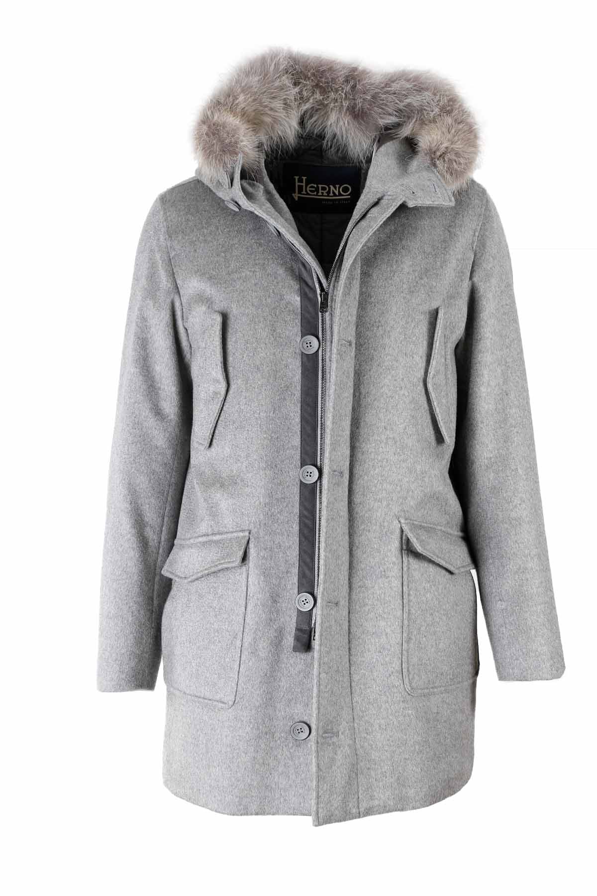 Herno Kaşmir Kürklü Yaka Kapüşonlu Kaban-Libas Trendy Fashion Store