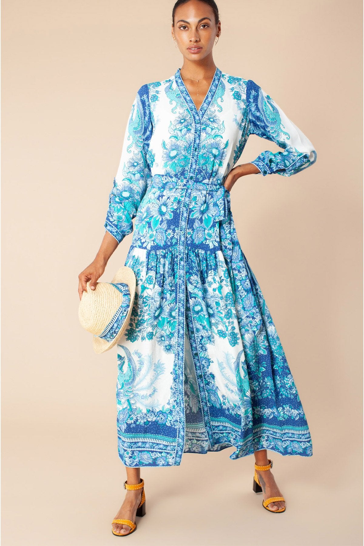 Hale Bob V Yaka Maxi Elbise-Libas Trendy Fashion Store