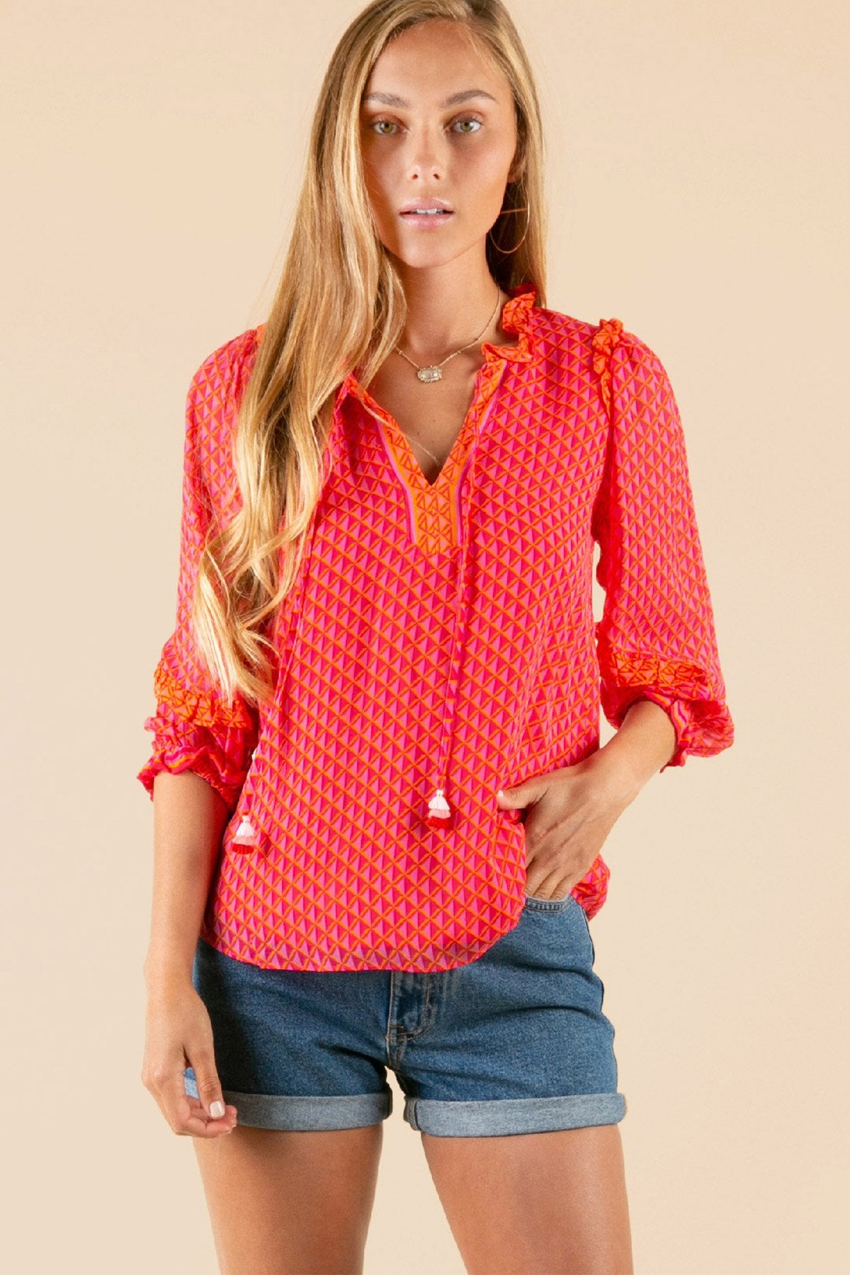 Hale Bob Fırfırlı V Yaka Bluz-Libas Trendy Fashion Store