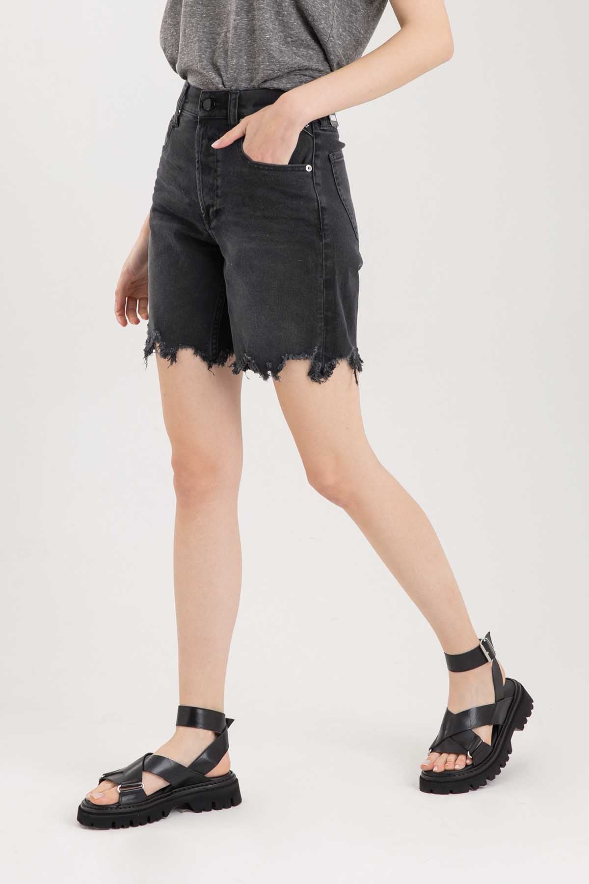 Replay Doğal Yırtık Bitişli Yüksek Bel Jean Şort