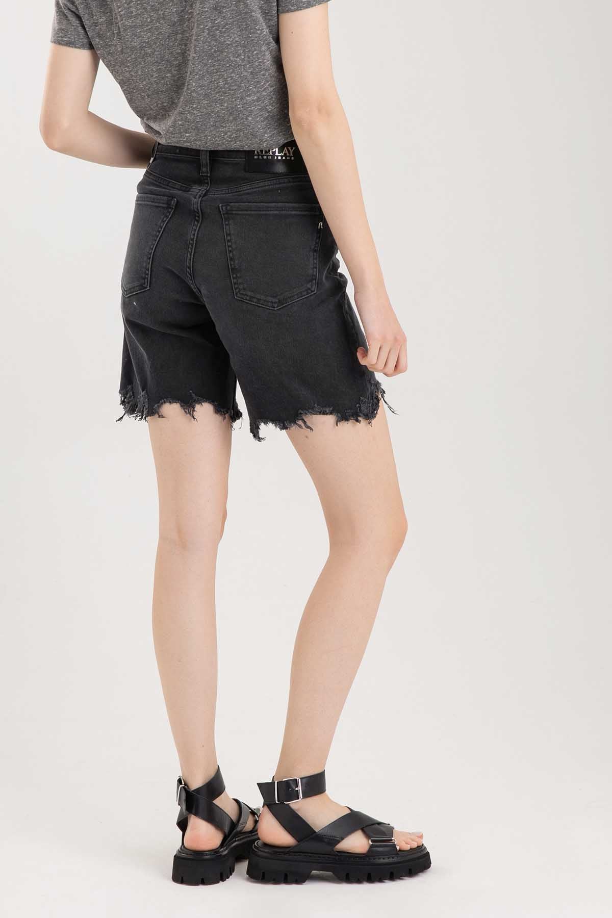 Replay Doğal Yırtık Bitişli Yüksek Bel Jean Şort