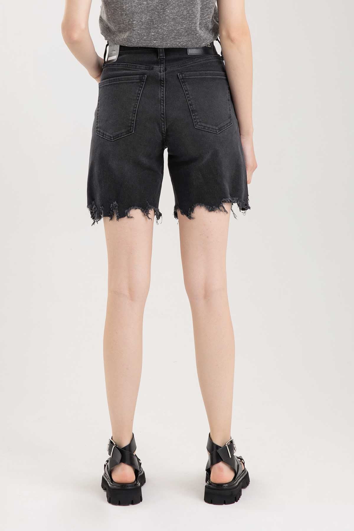 Replay Doğal Yırtık Bitişli Yüksek Bel Jean Şort