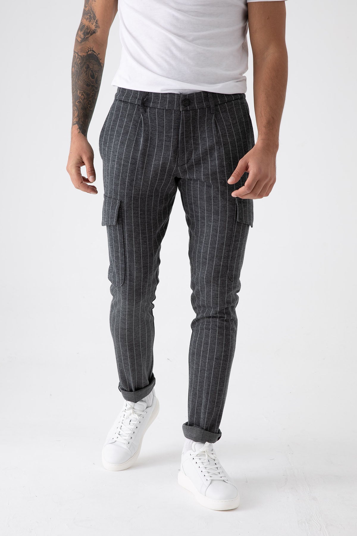 Fradi Çizgili Yün Kargo Pantolon