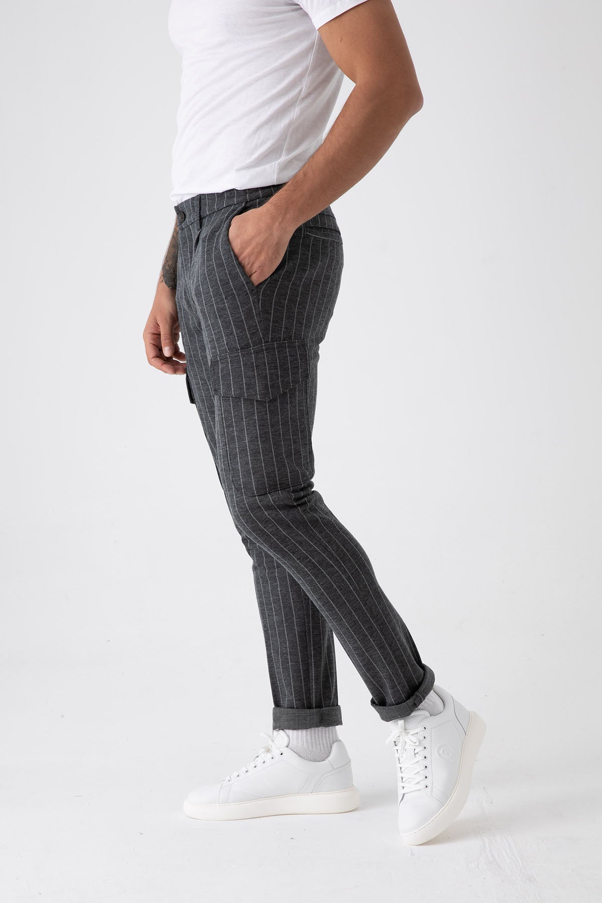 Fradi Çizgili Yün Kargo Pantolon