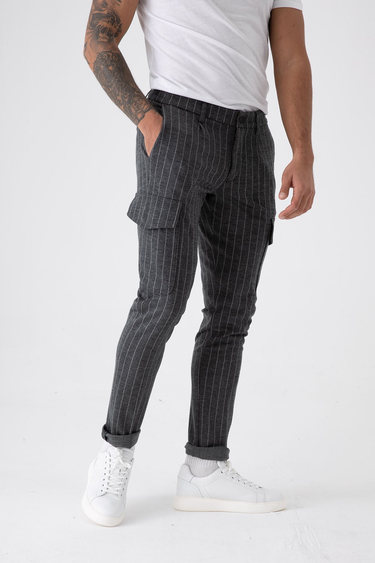 Fradi Çizgili Yün Kargo Pantolon