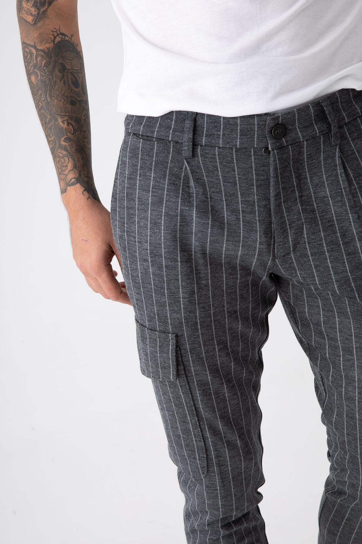 Fradi Çizgili Yün Kargo Pantolon