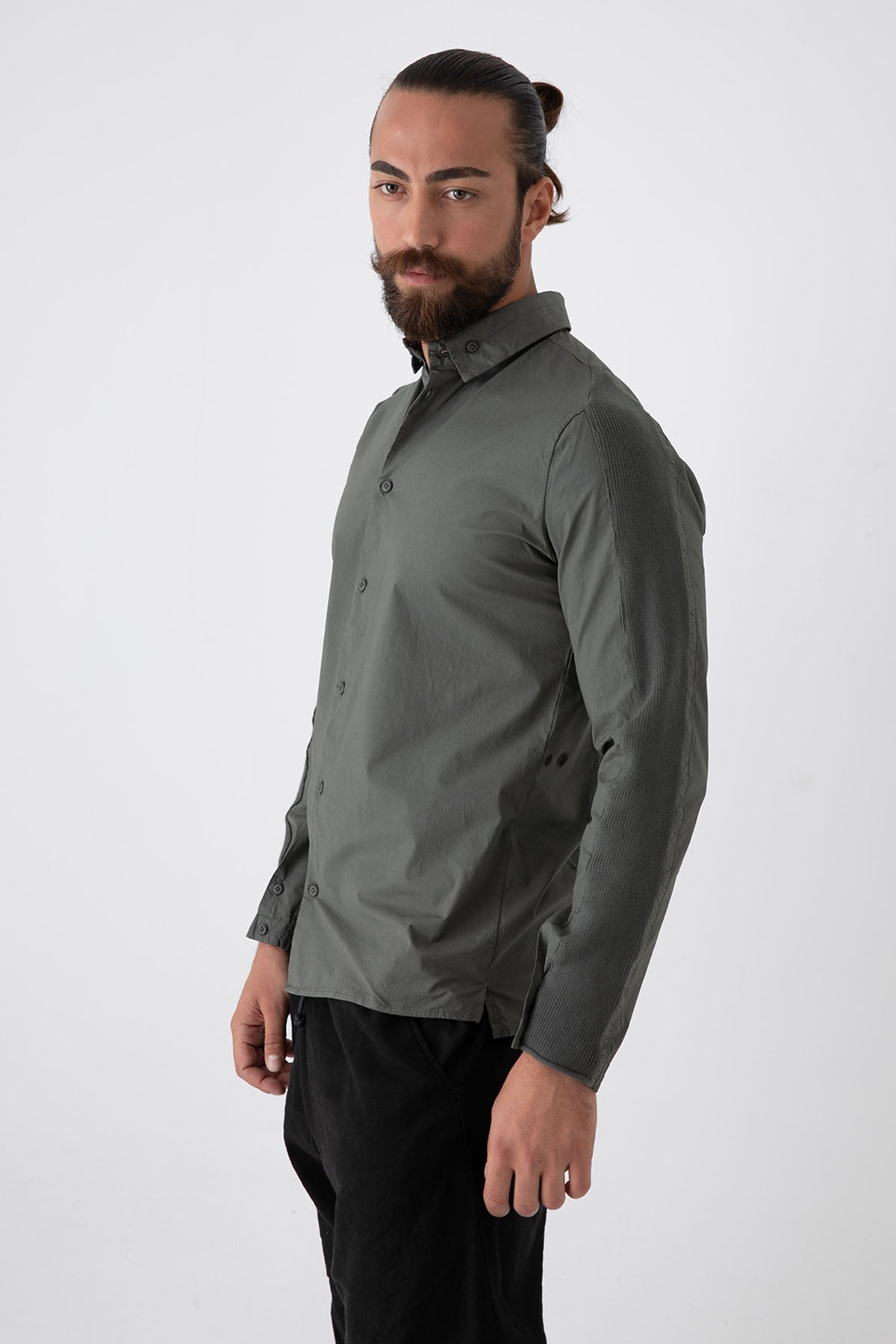 Transit Düğmeli Yaka Streç Gömlek