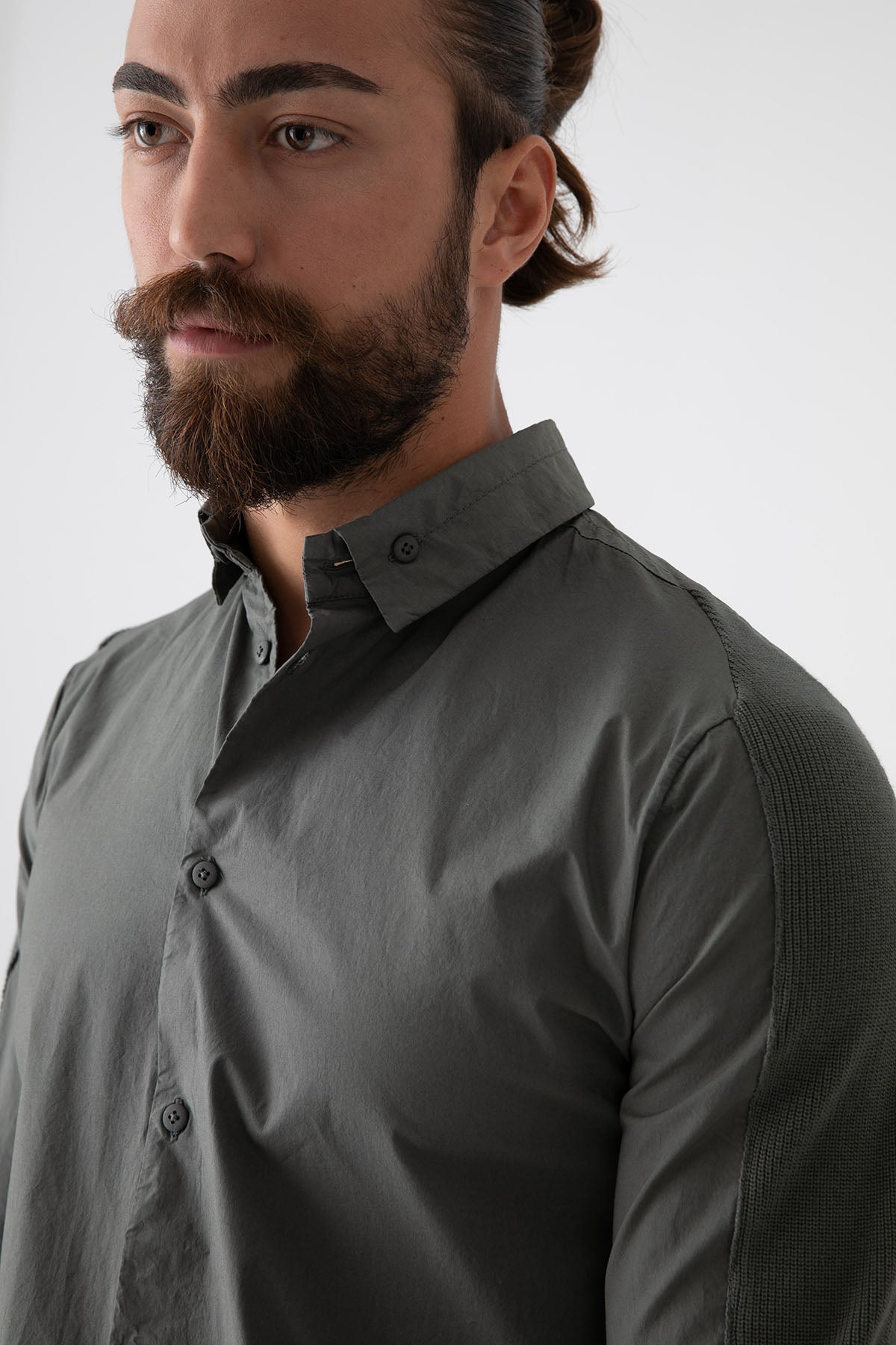 Transit Düğmeli Yaka Streç Gömlek