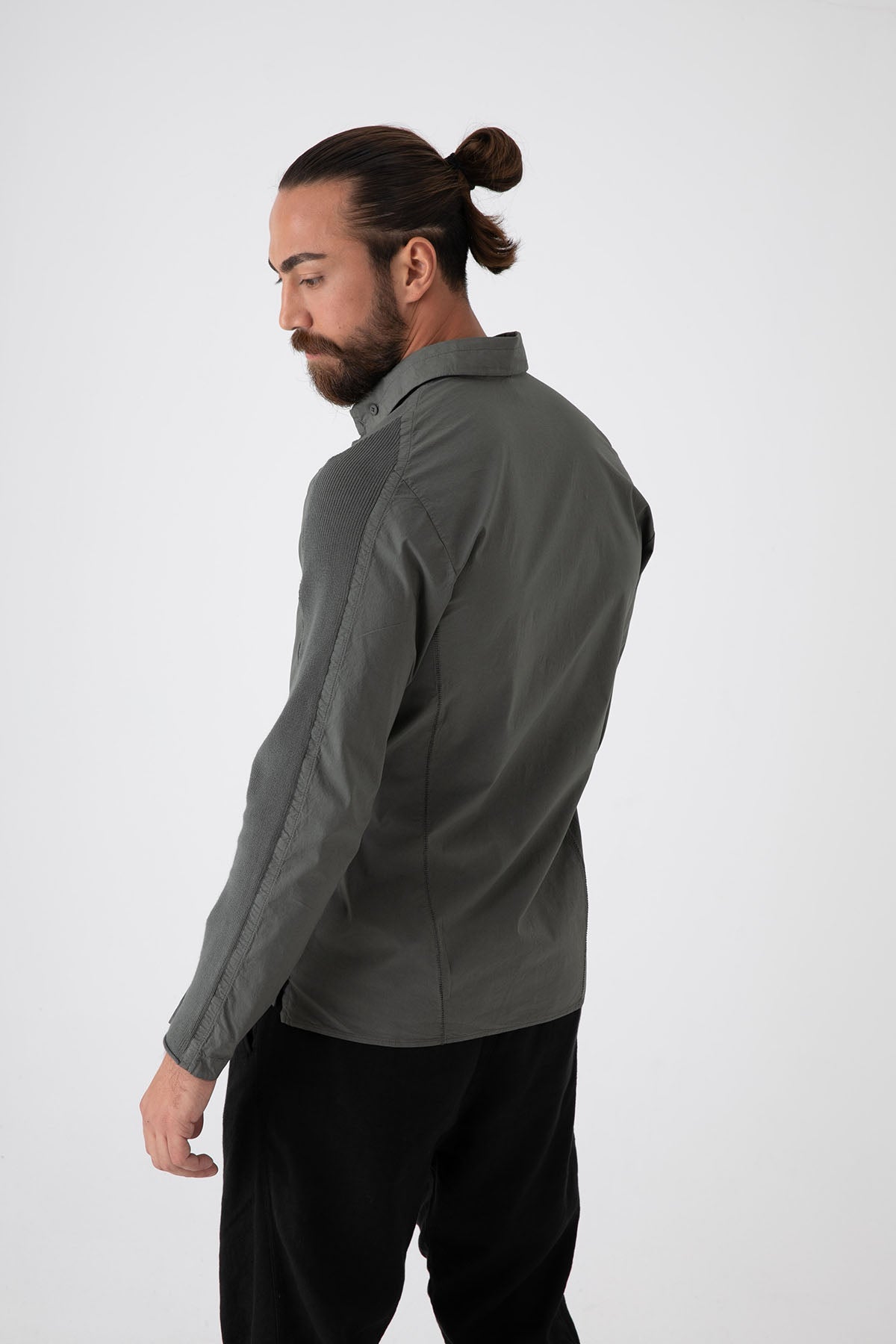 Transit Düğmeli Yaka Streç Gömlek