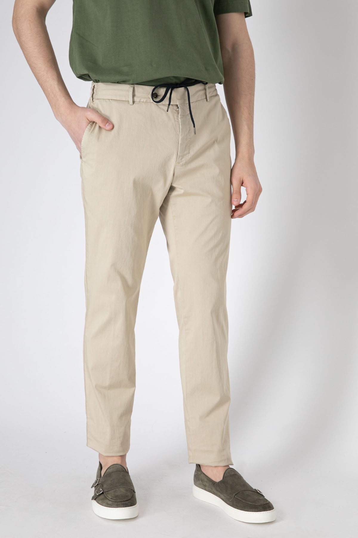 Pantaloni Torino Beli Bağcıklı Slim Fit Streç Pantolon