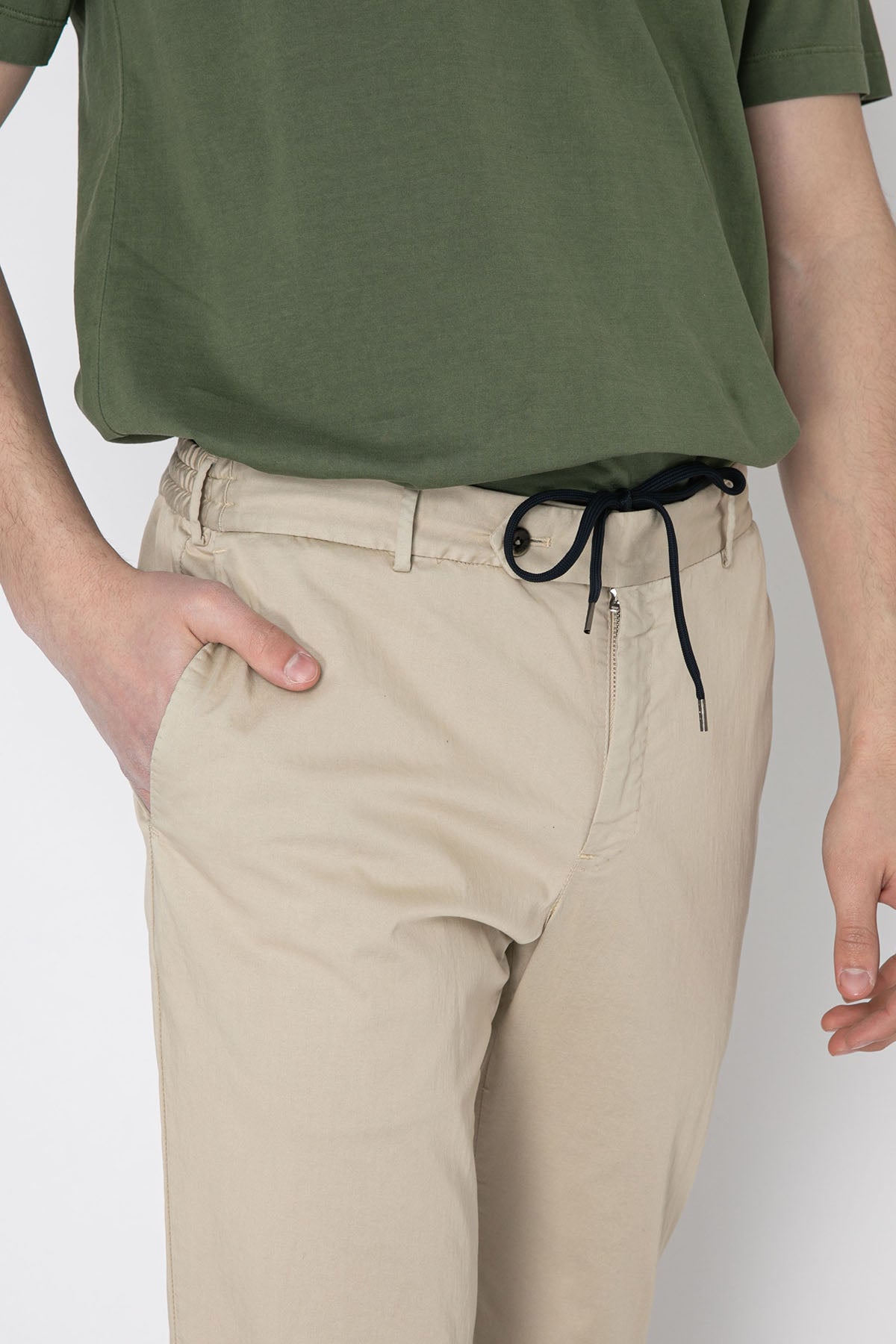 Pantaloni Torino Beli Bağcıklı Slim Fit Streç Pantolon
