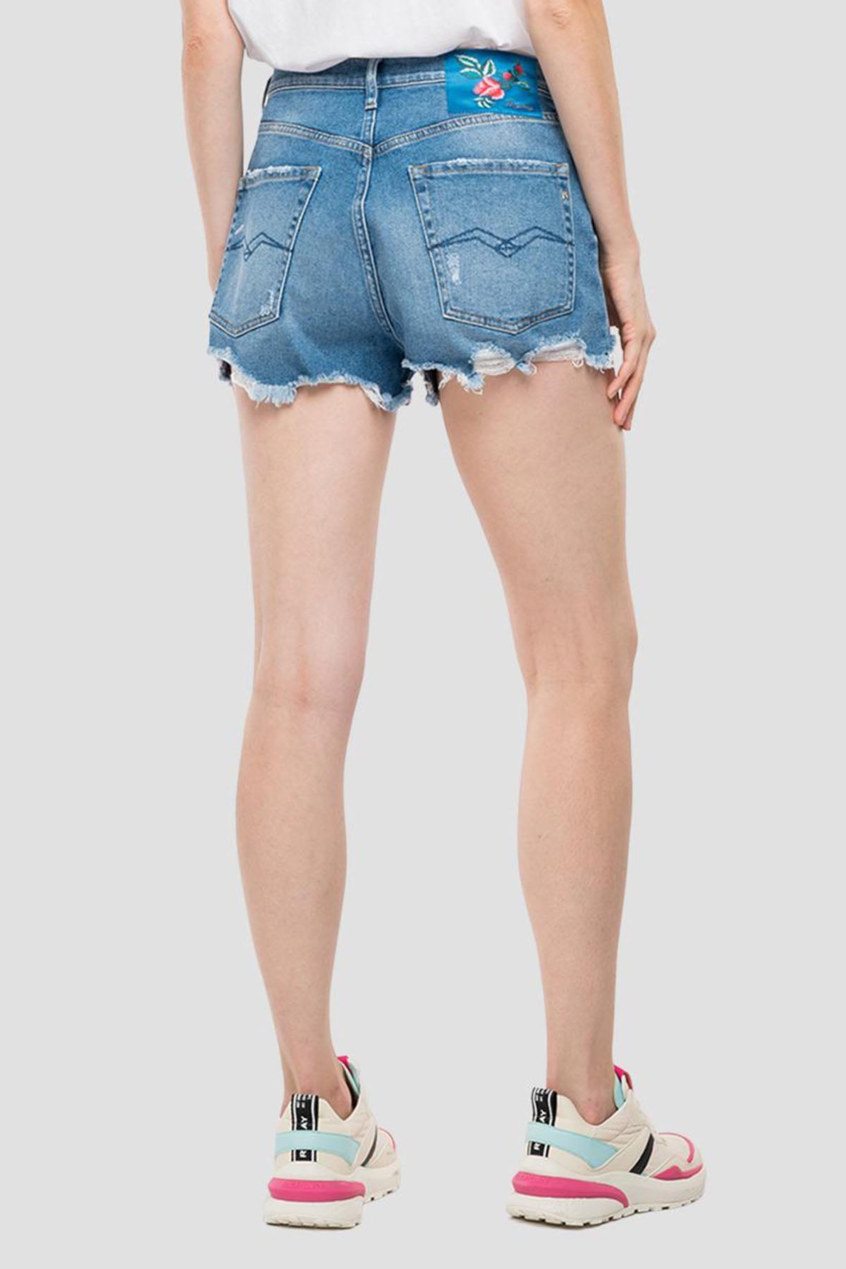 Replay Regular Fit Yüksek Bel Streç Jean Şort