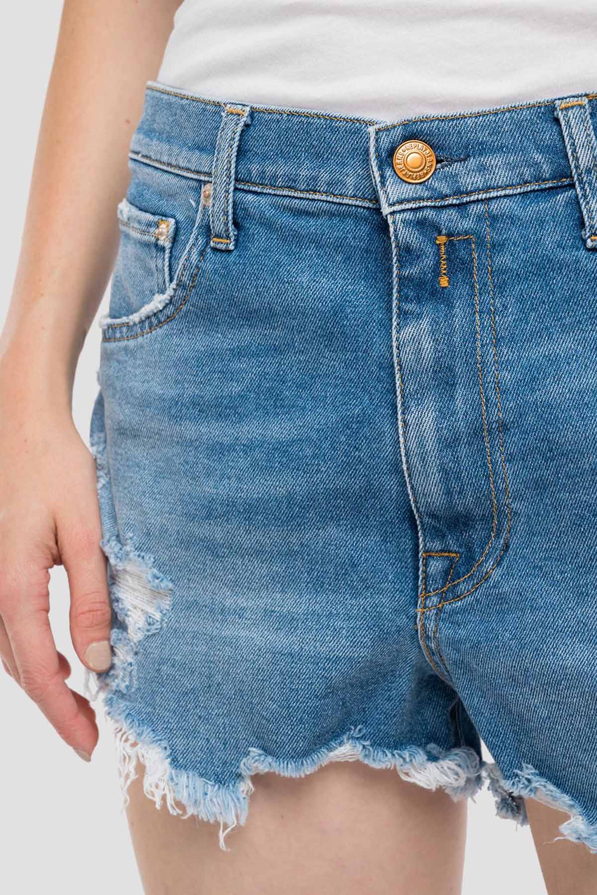 Replay Regular Fit Yüksek Bel Streç Jean Şort