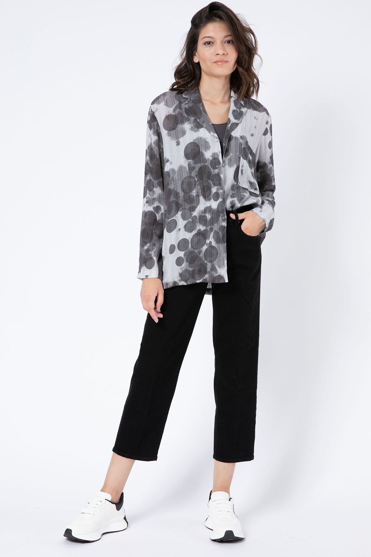 Transit Cep Detaylı Desenli Gömlek