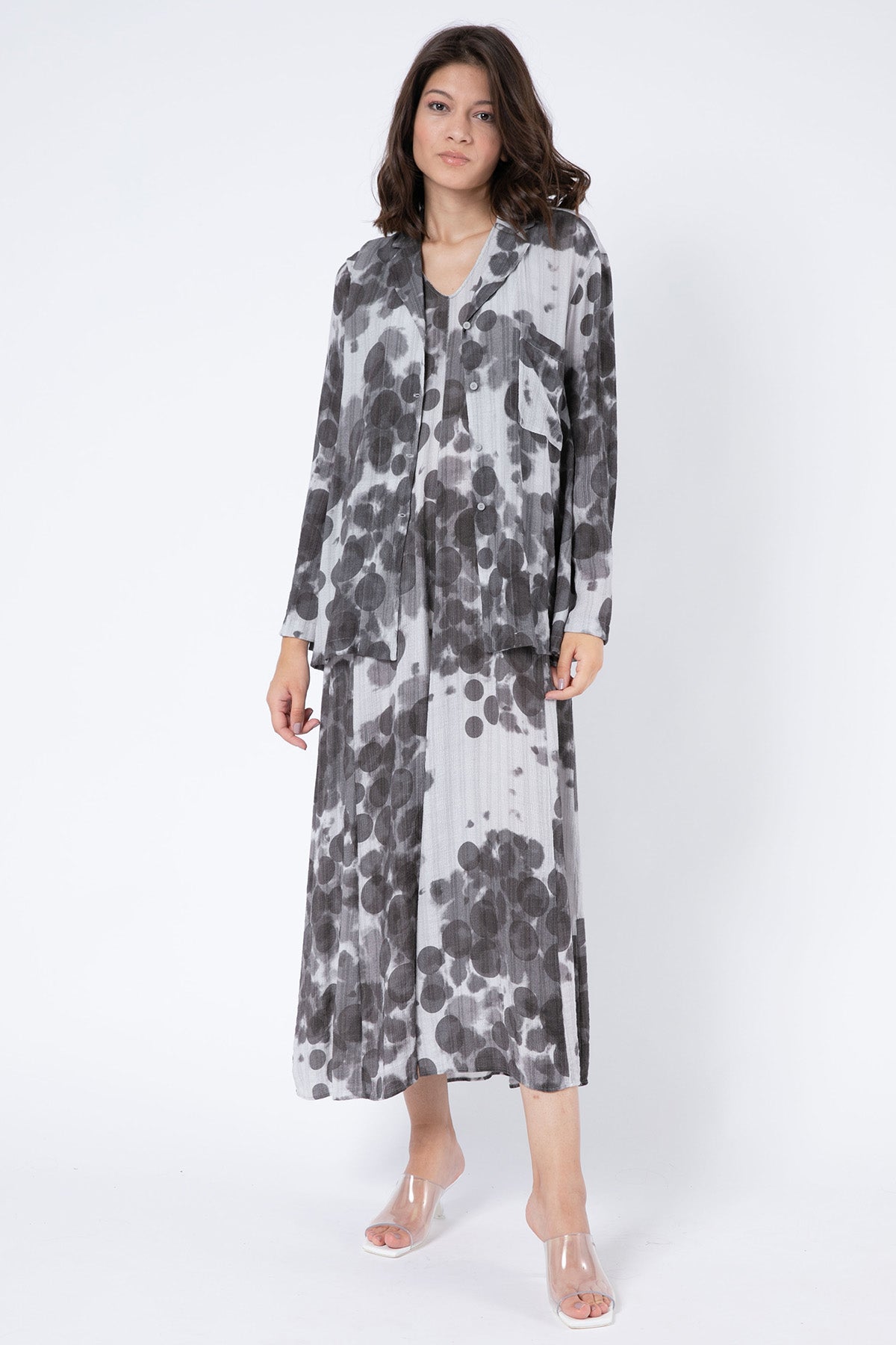 Transit Cep Detaylı Desenli Gömlek