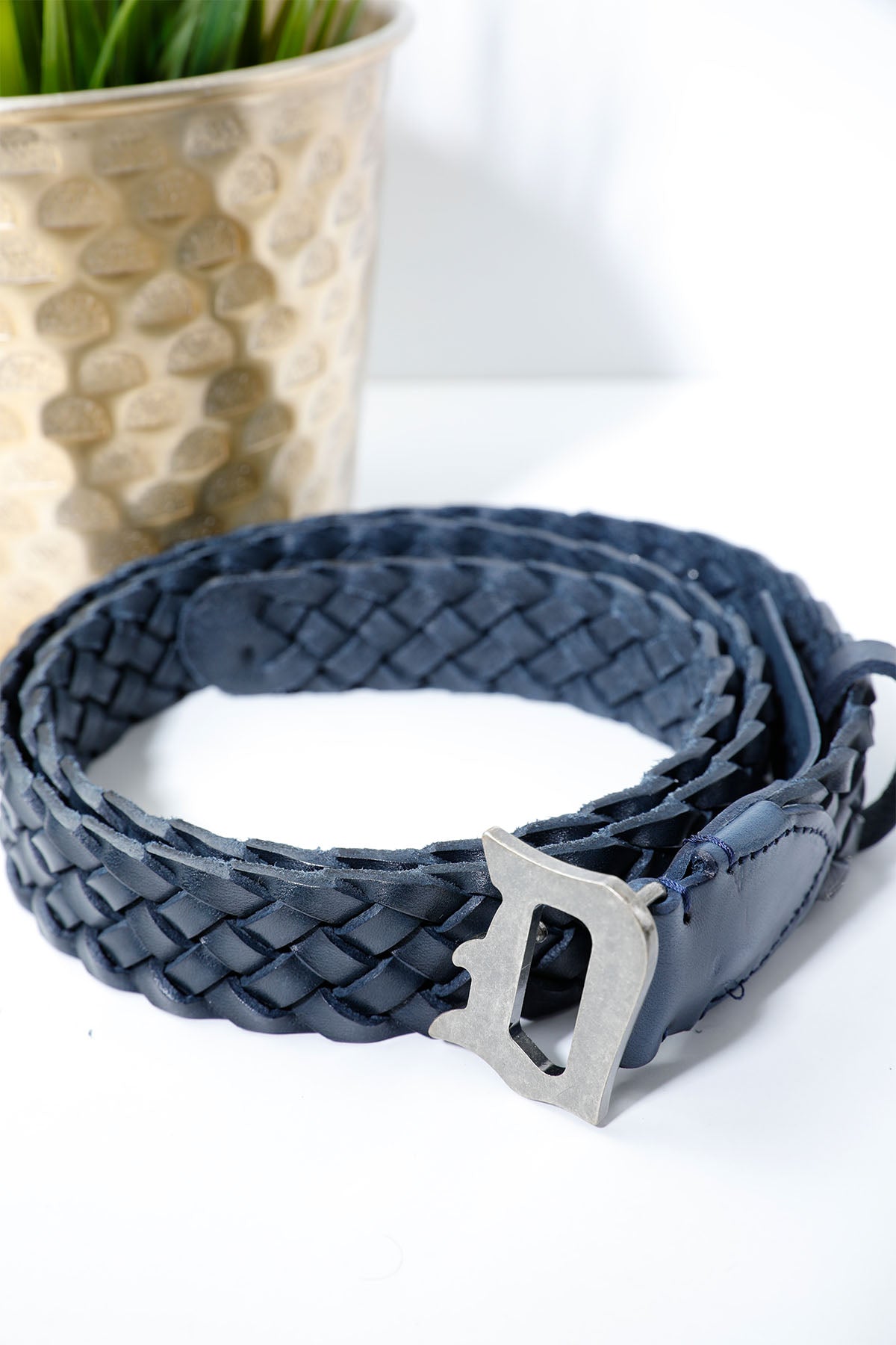 Dondup Logolu Örgü Deri Kemer