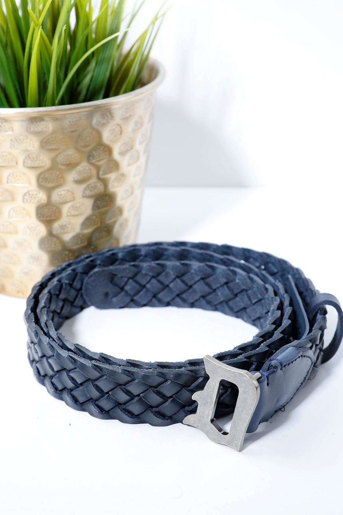 Dondup Logolu Örgü Deri Kemer