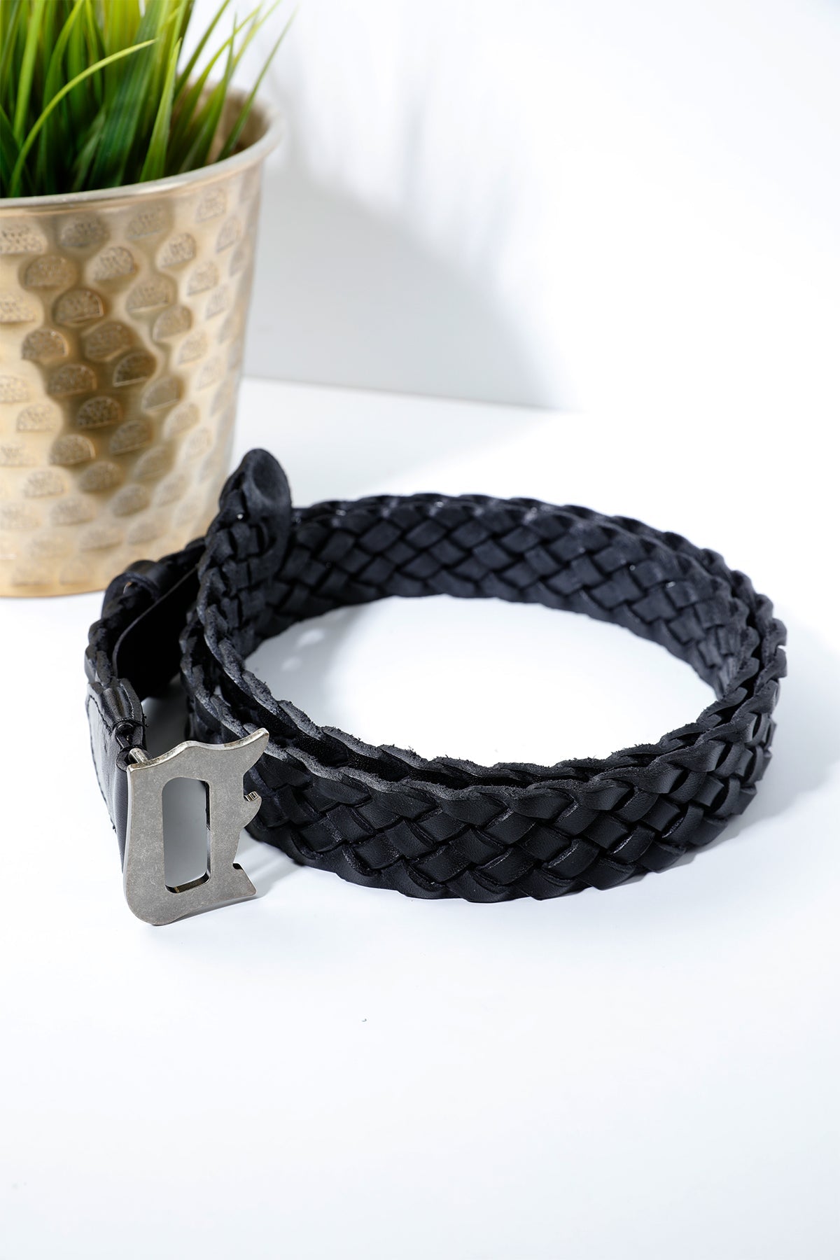 Dondup Logolu Örgü Deri Kemer