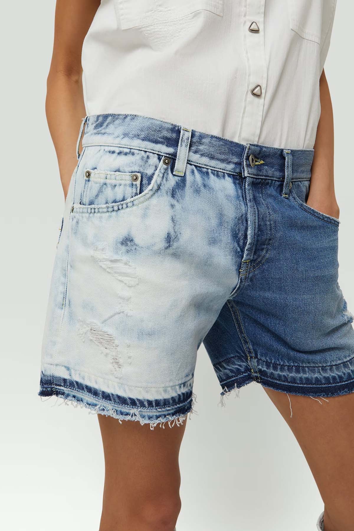 Dondup Gea Düşük Bel Çift Renk Jean Şort