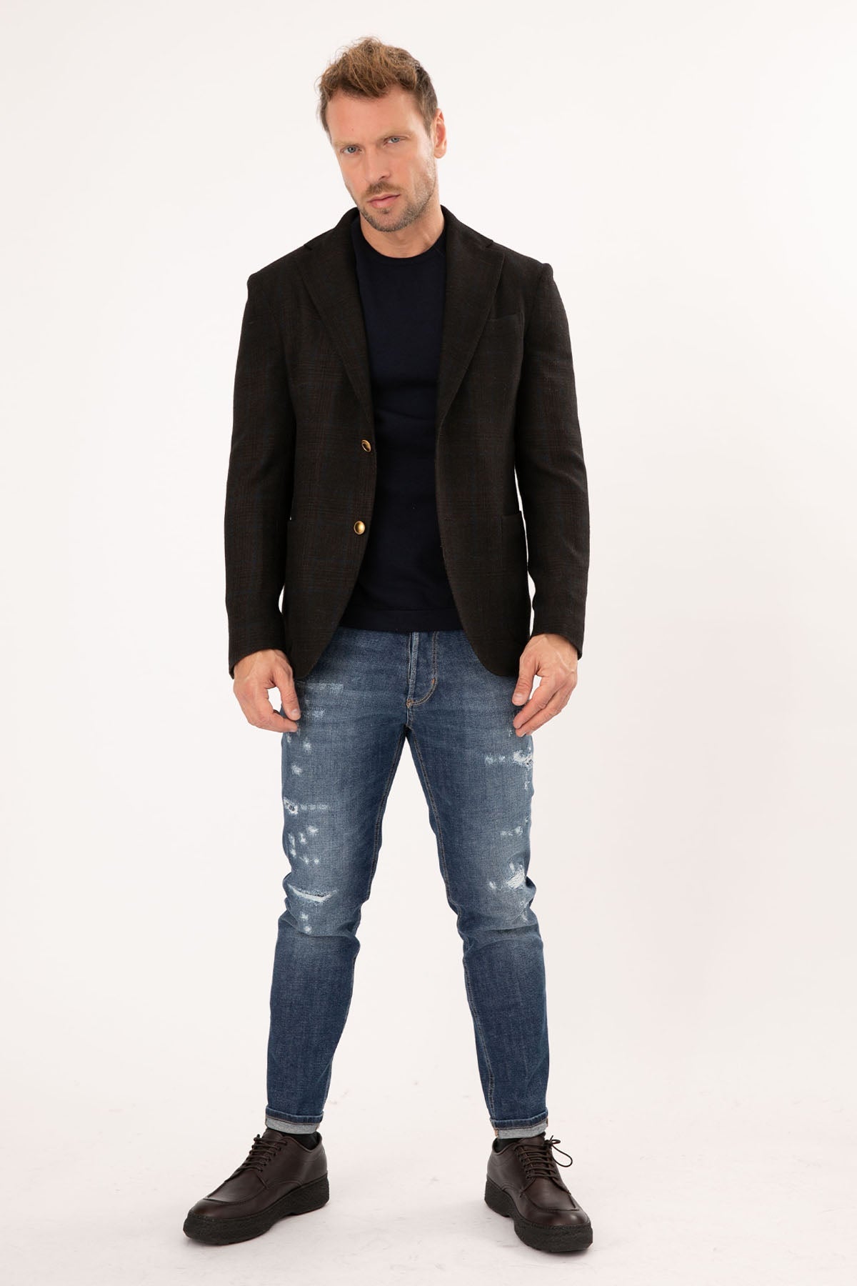 The Gigi Ekose Desenli Yün Blazer Ceket