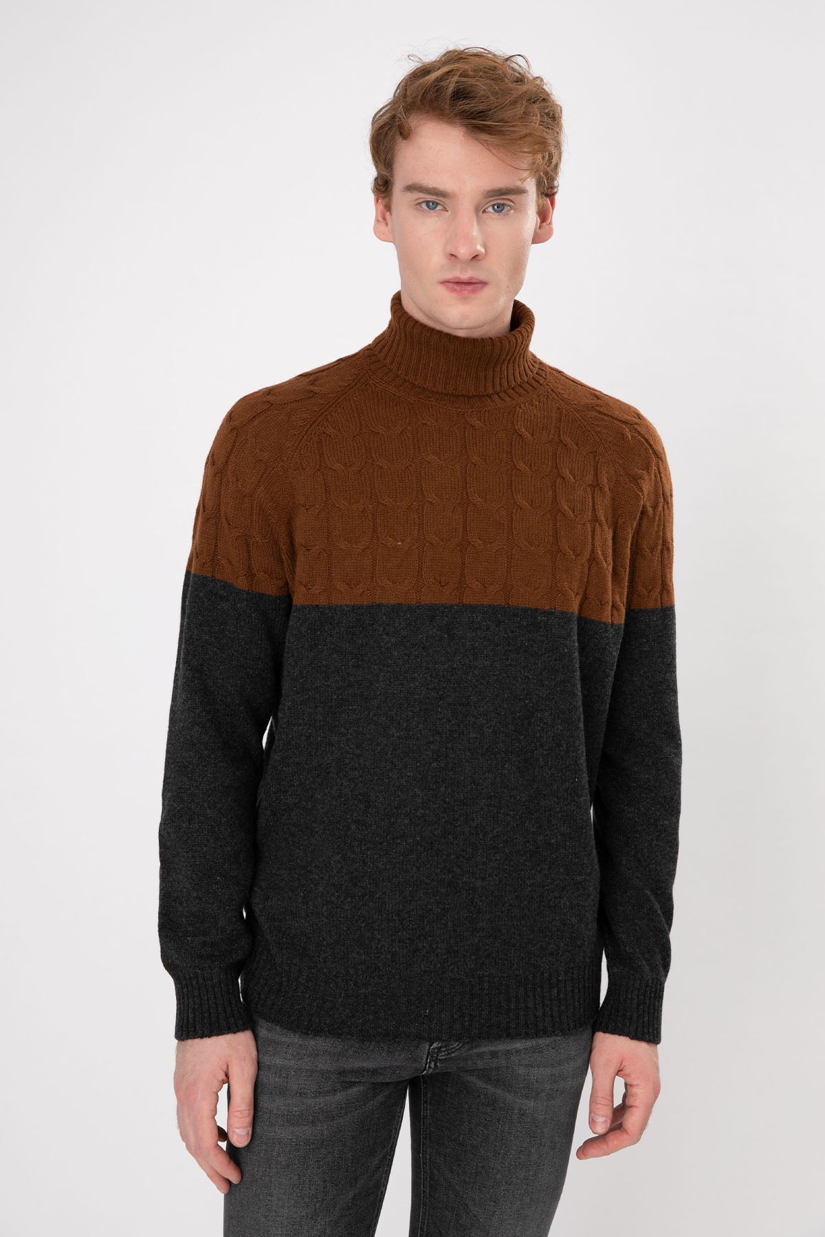 Gran Sasso Balıkçı Yaka Saç Örgü Yün Triko