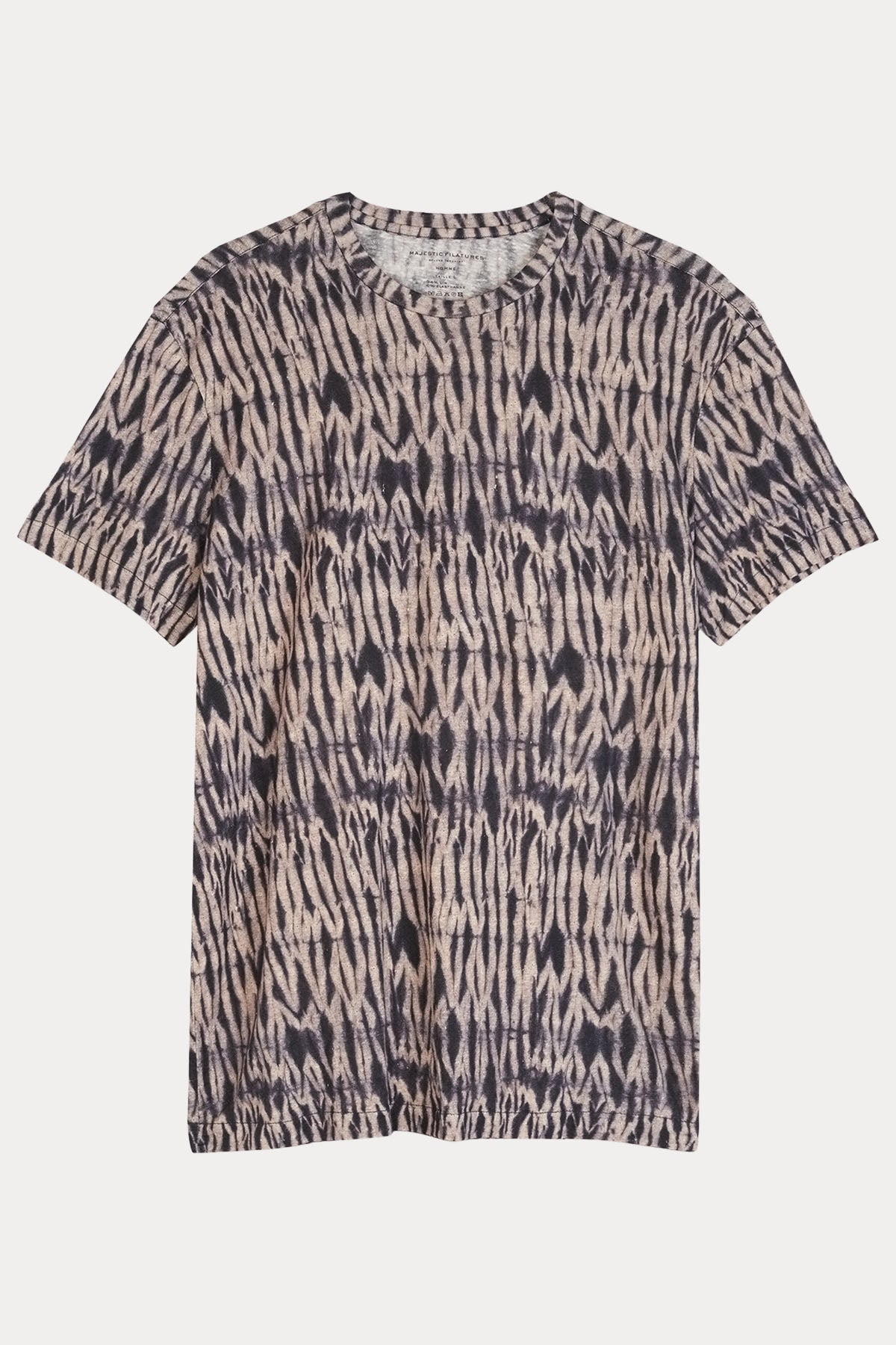 Majestic Desenli Streç Keten T-shirt