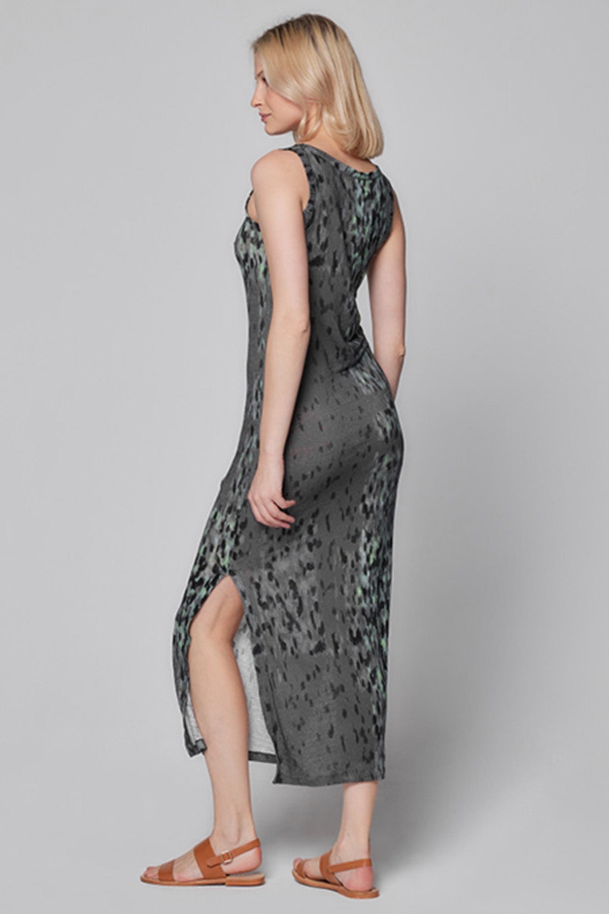Majestic Streç Ketenli Midi Elbise-Libas Trendy Fashion Store